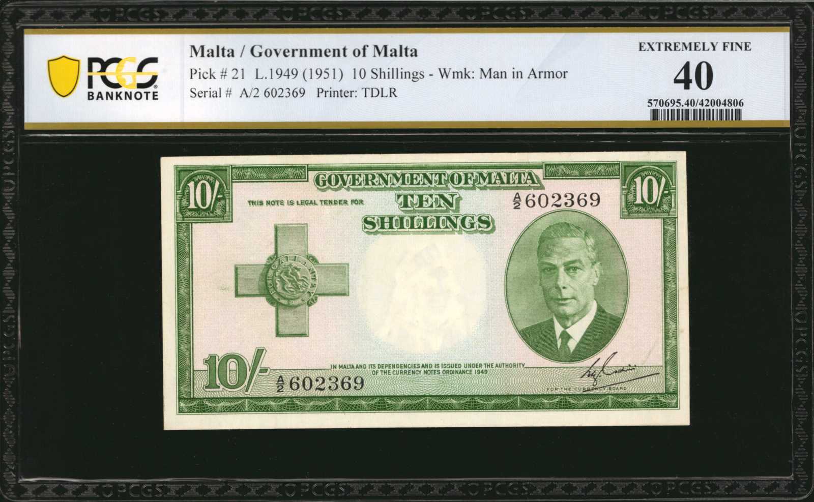 image for: Malta  10 shillings (B120a)