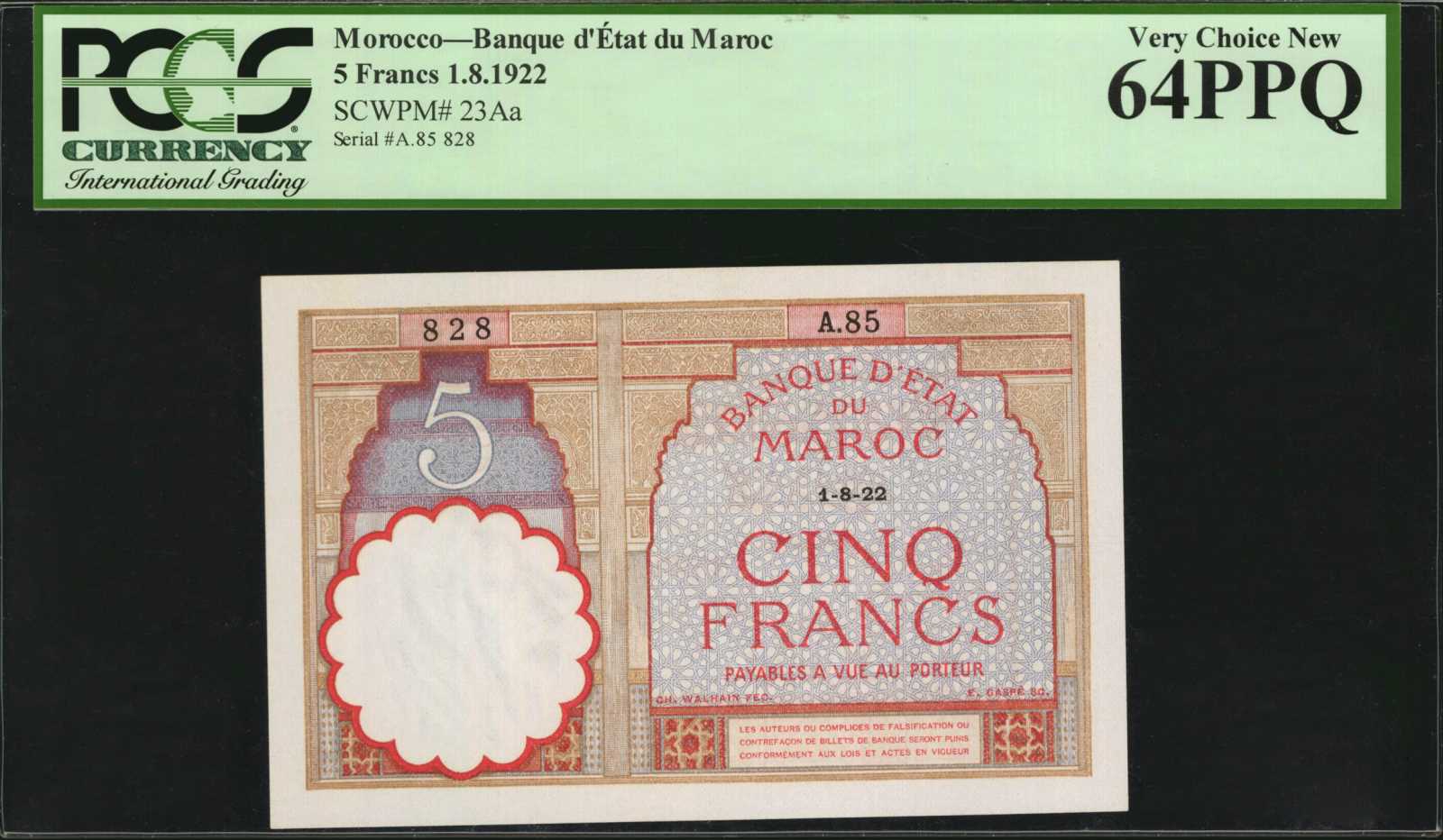 image for: Morocco  5,000 francs(B217cp)