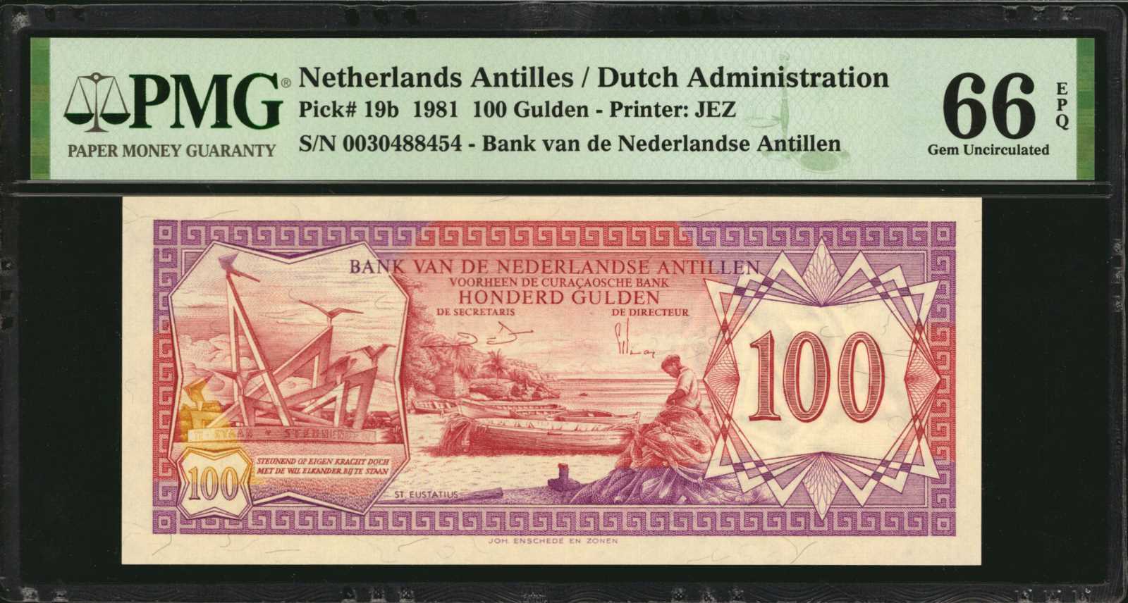 image for: Netherlands Antilles  100 gulden (guilders) (B218a)