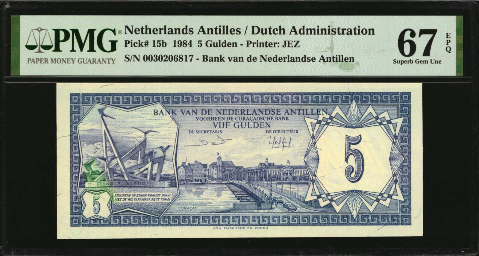 image for: Netherlands Antilles  5 gulden (guilders) (B214a)
