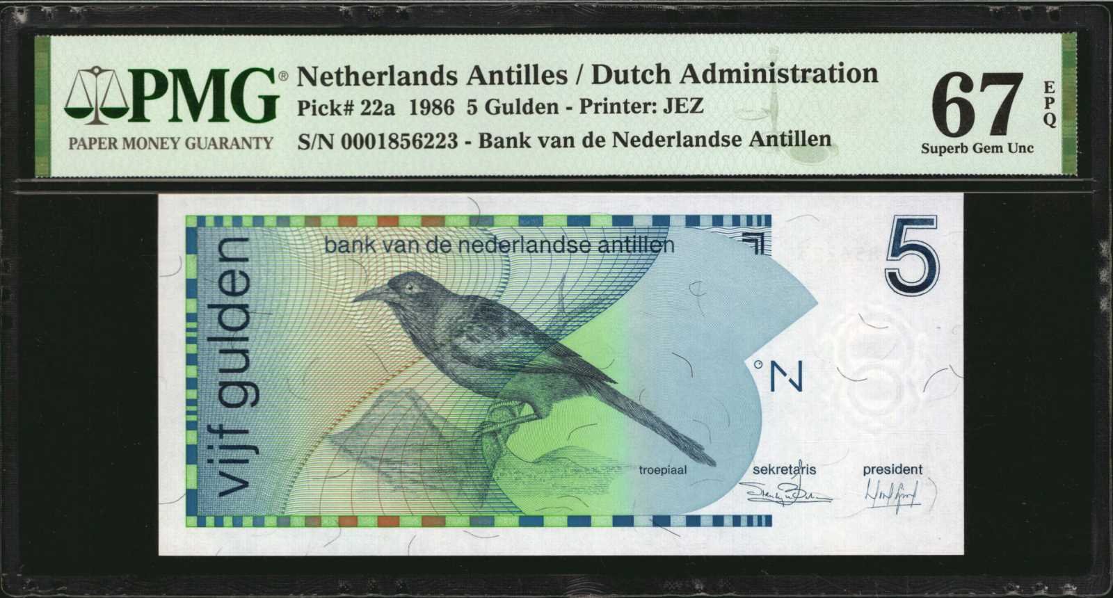 image for: Netherlands Antilles  5 gulden (guilders) (B219as)