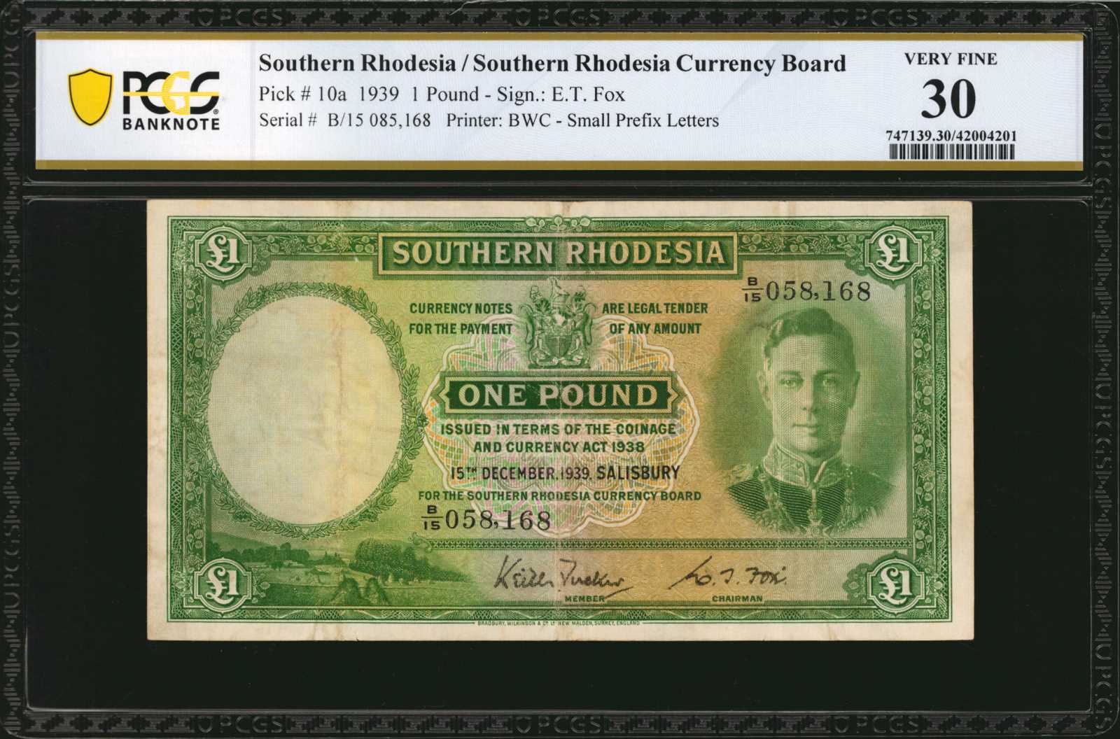 image for: Southern Rhodesia  1 pound (B104g4)