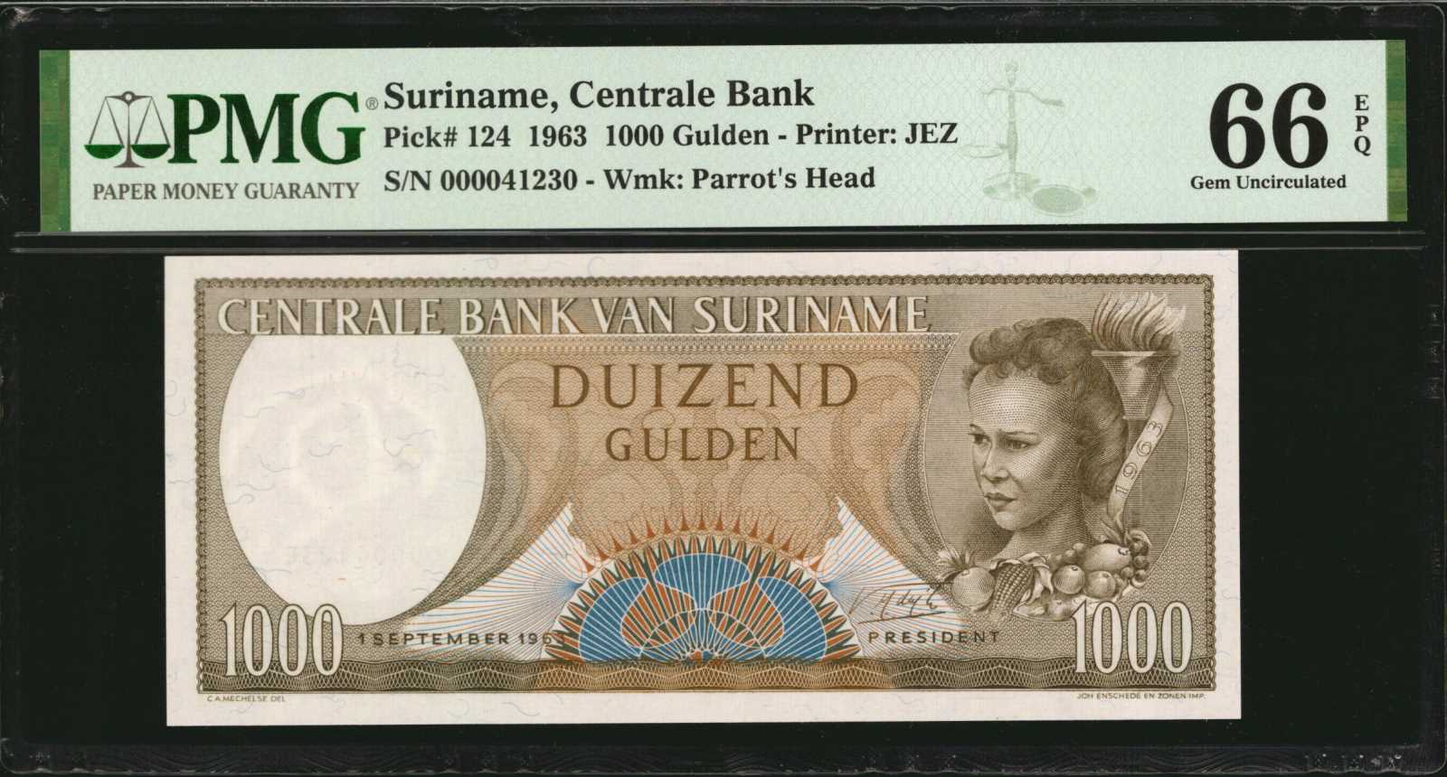 image for: Suriname  1,000 gulden (guilders)(B510a)