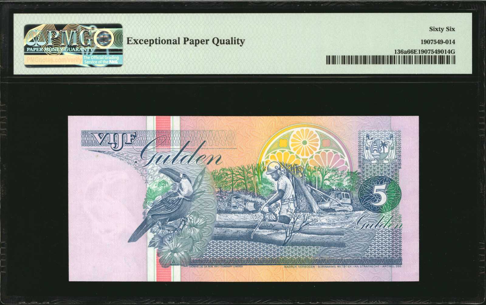 image for: Suriname  5 gulden (guilders)(B522d)