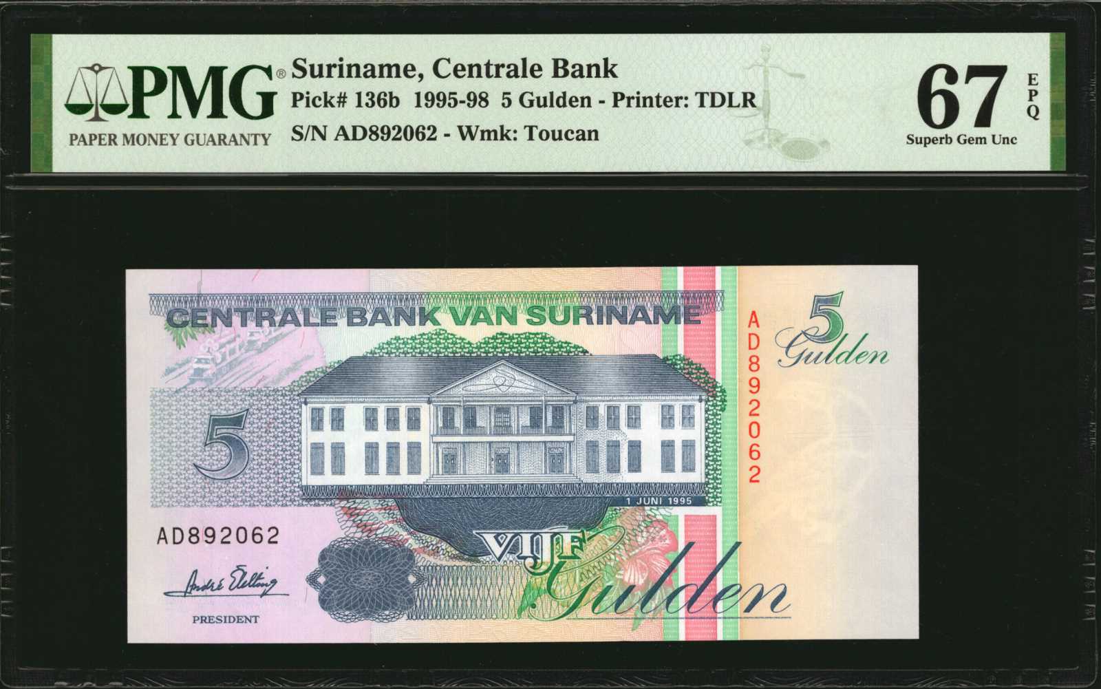 image for: Suriname  5 gulden (guilders)(B522d)