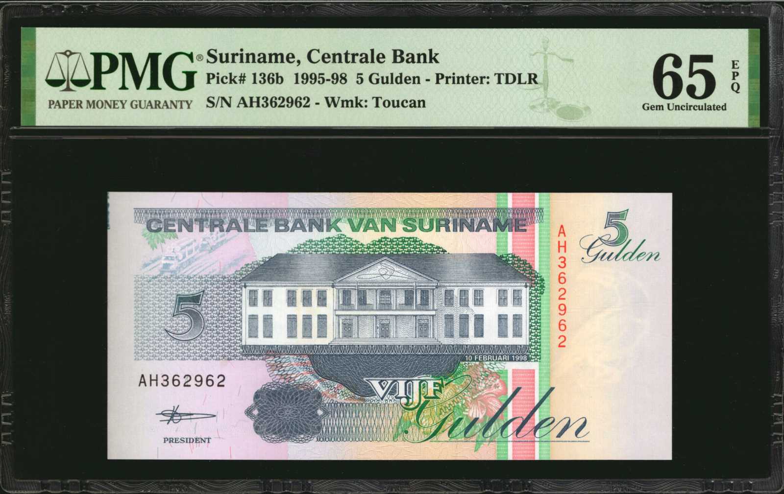 image for: Suriname  5 gulden (guilders)(B522d)