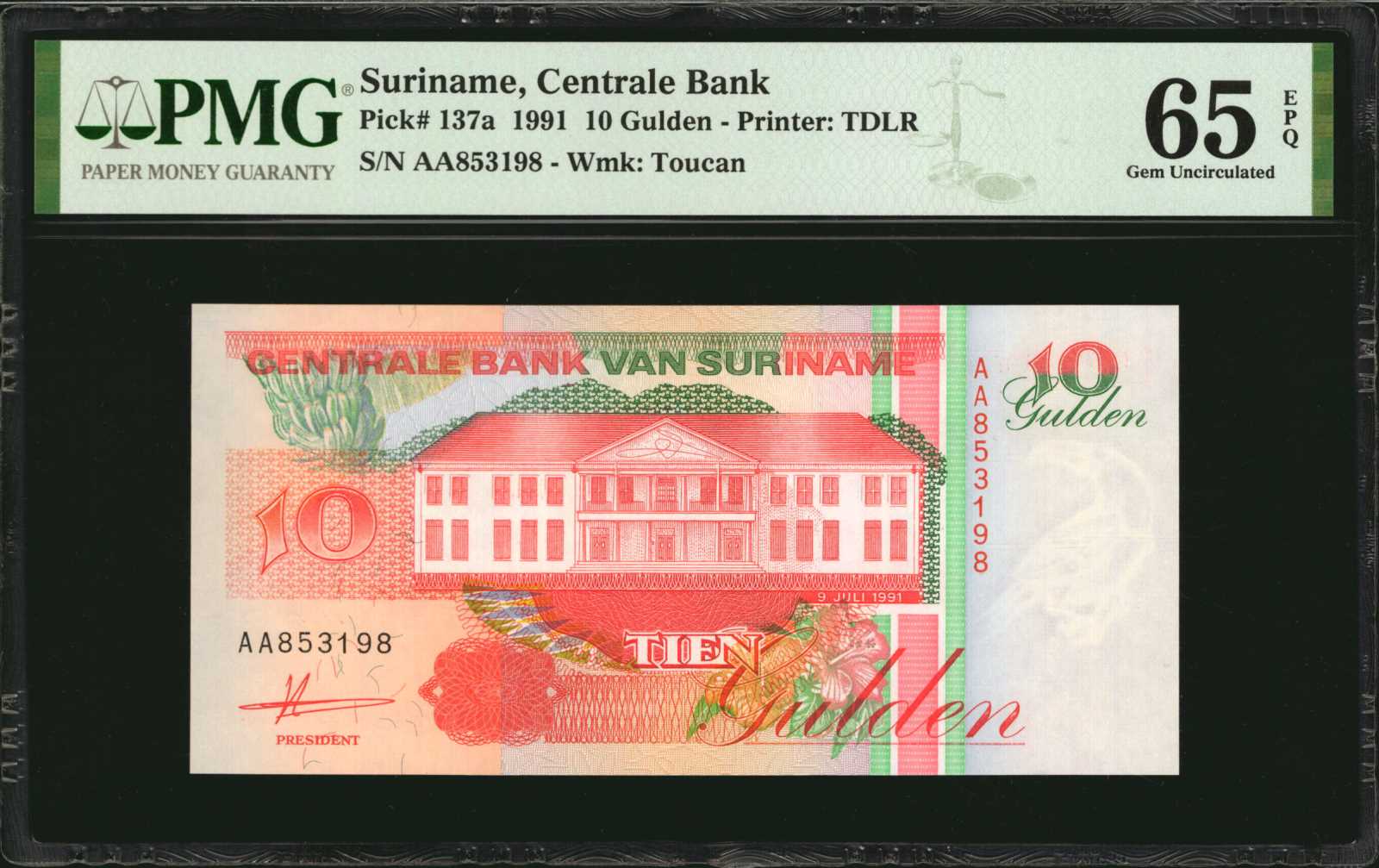 image for: Suriname  10 gulden (guilders)(B523d)