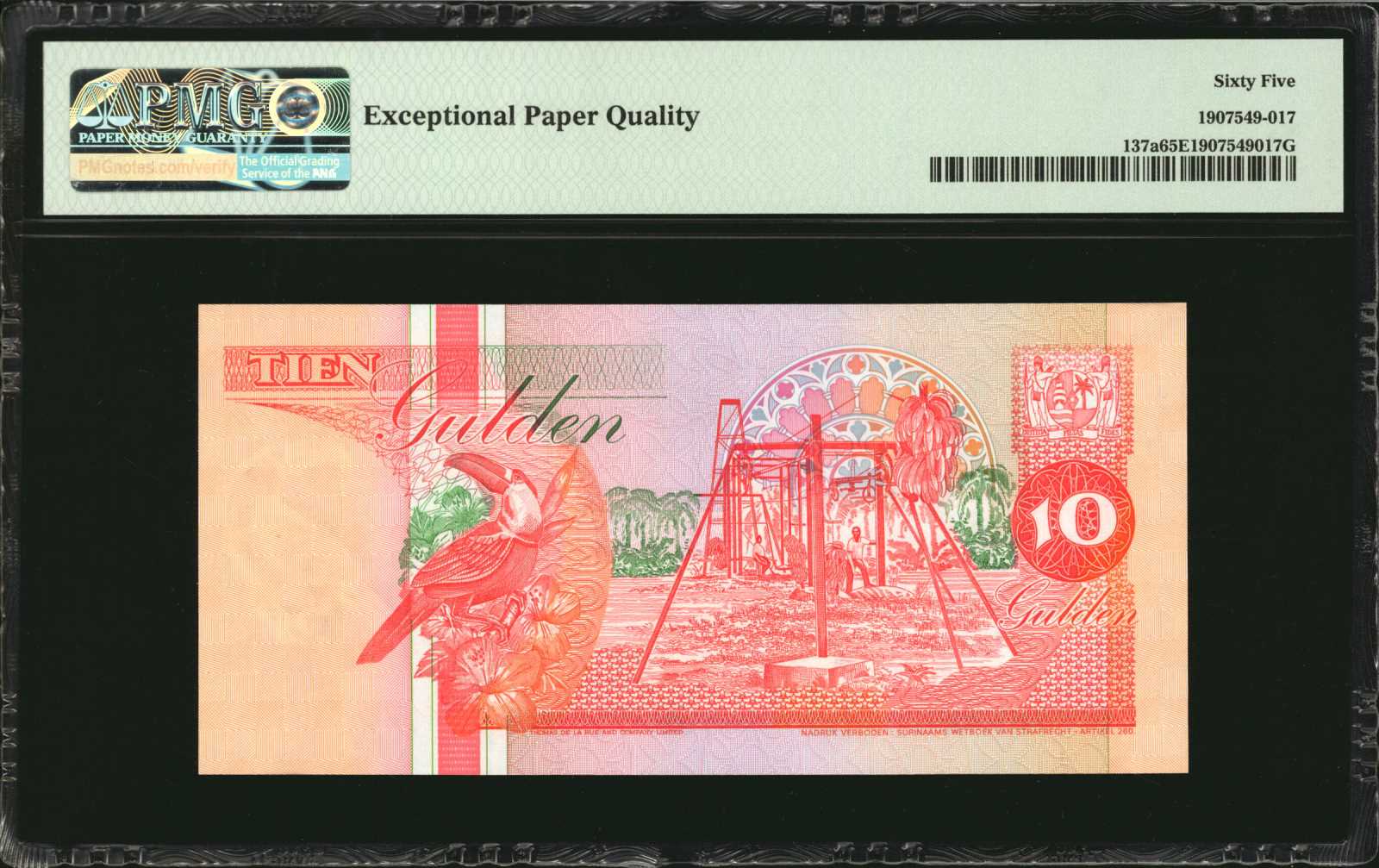 image for: Suriname  10 gulden (guilders)(B523d)