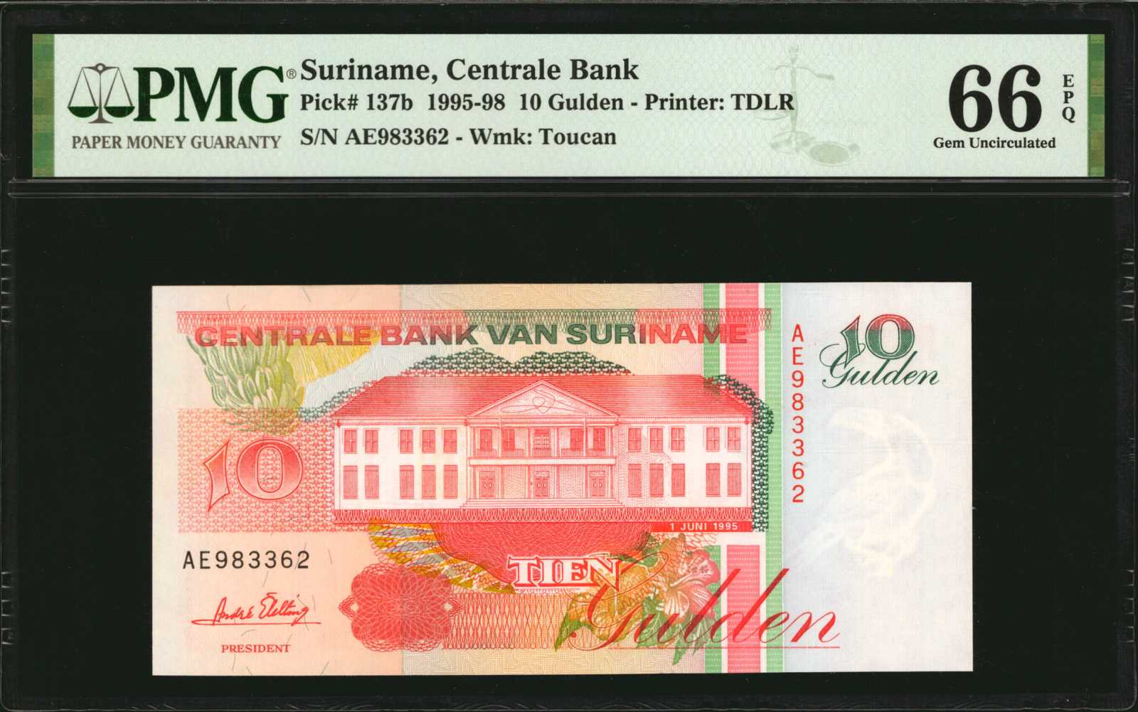 image for: Suriname  10 gulden (guilders)(B523b)