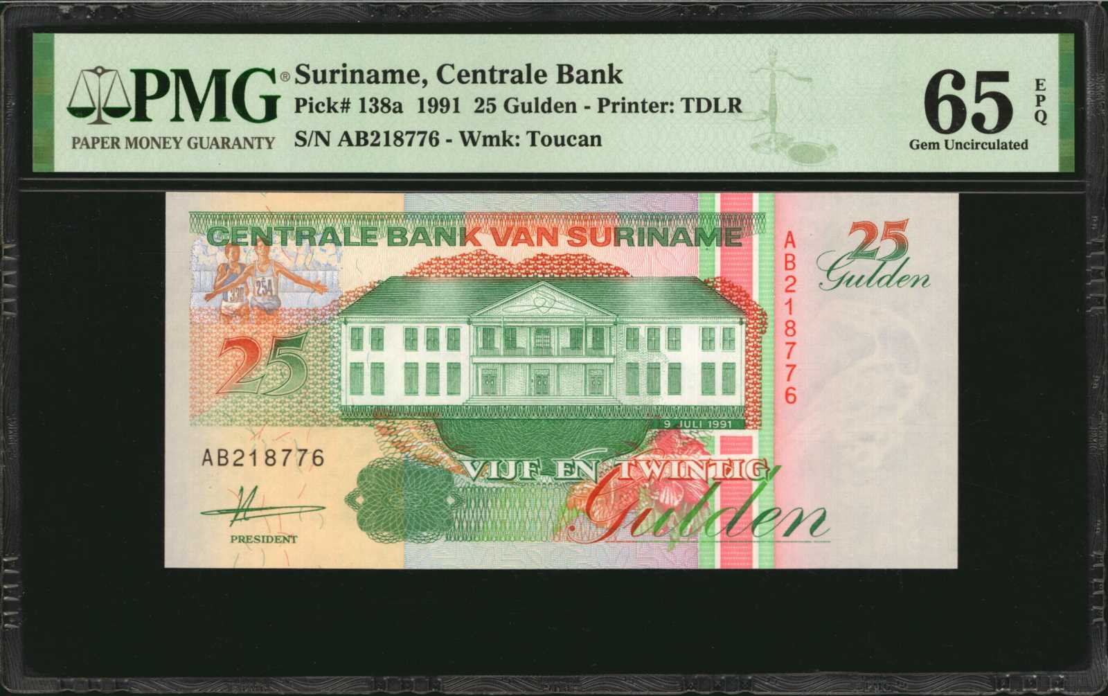 image for: Suriname  100 gulden (guilders)(B525as)