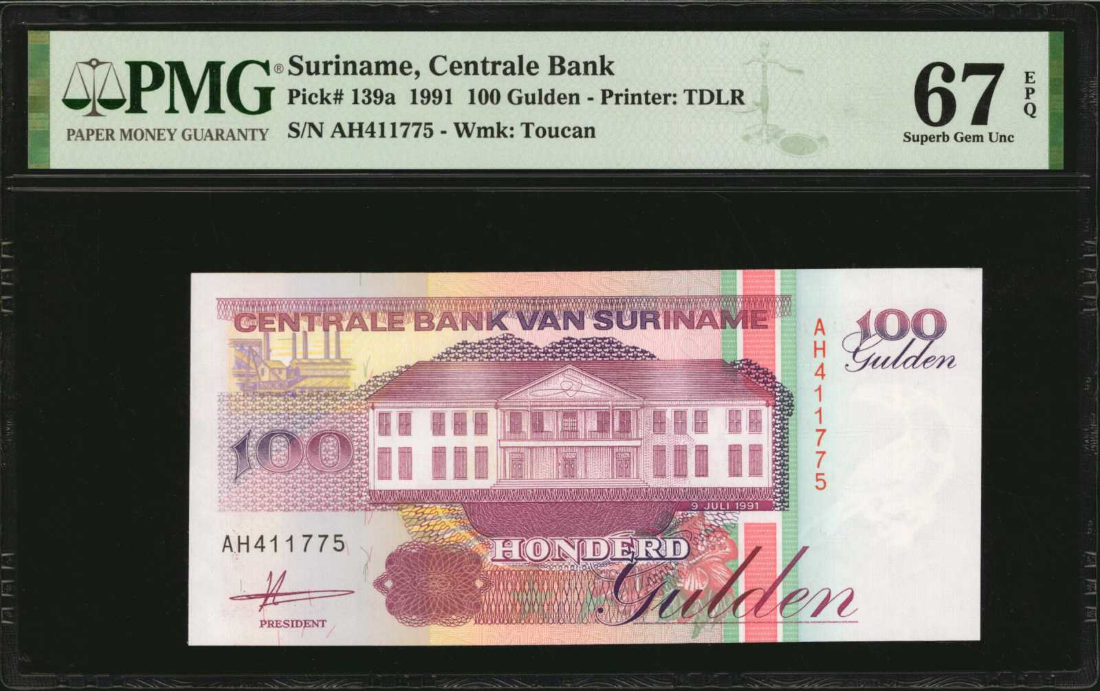 image for: Suriname  100 gulden (guilders)(B525as)