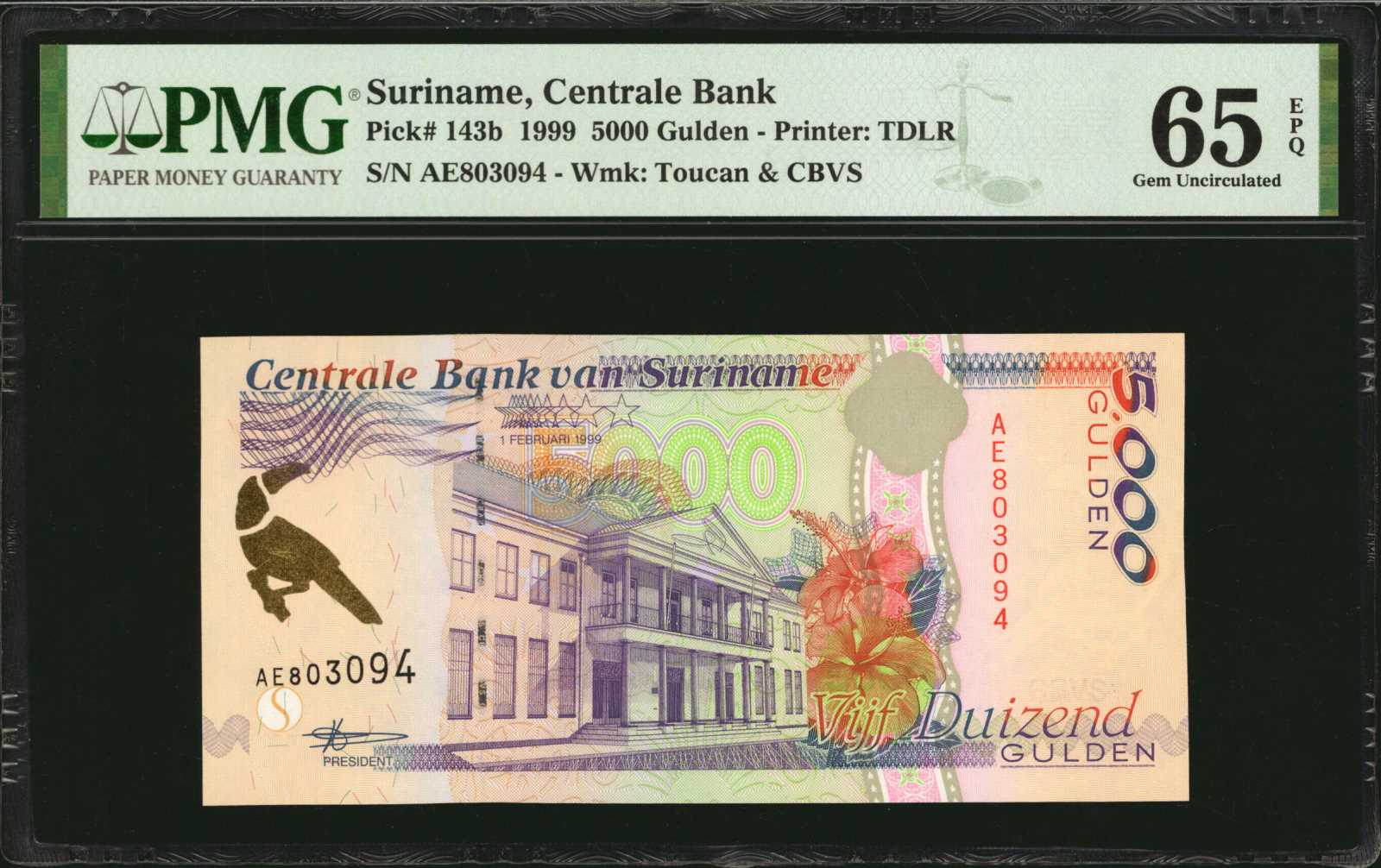 image for: Suriname  5,000 gulden (guilders)(B529a)