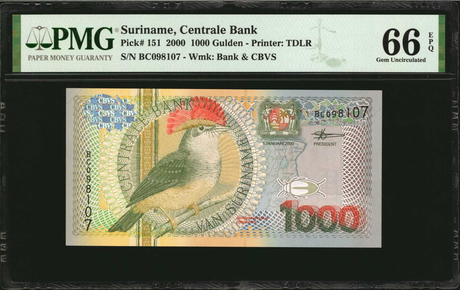 image for: Suriname  1,000 gulden (guilders)(B536az)