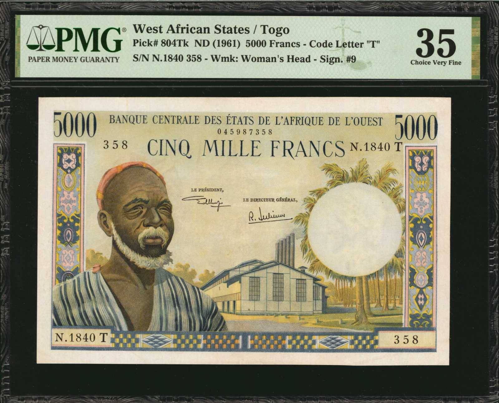 image for: West African States  5,000 francs (B109Tf)