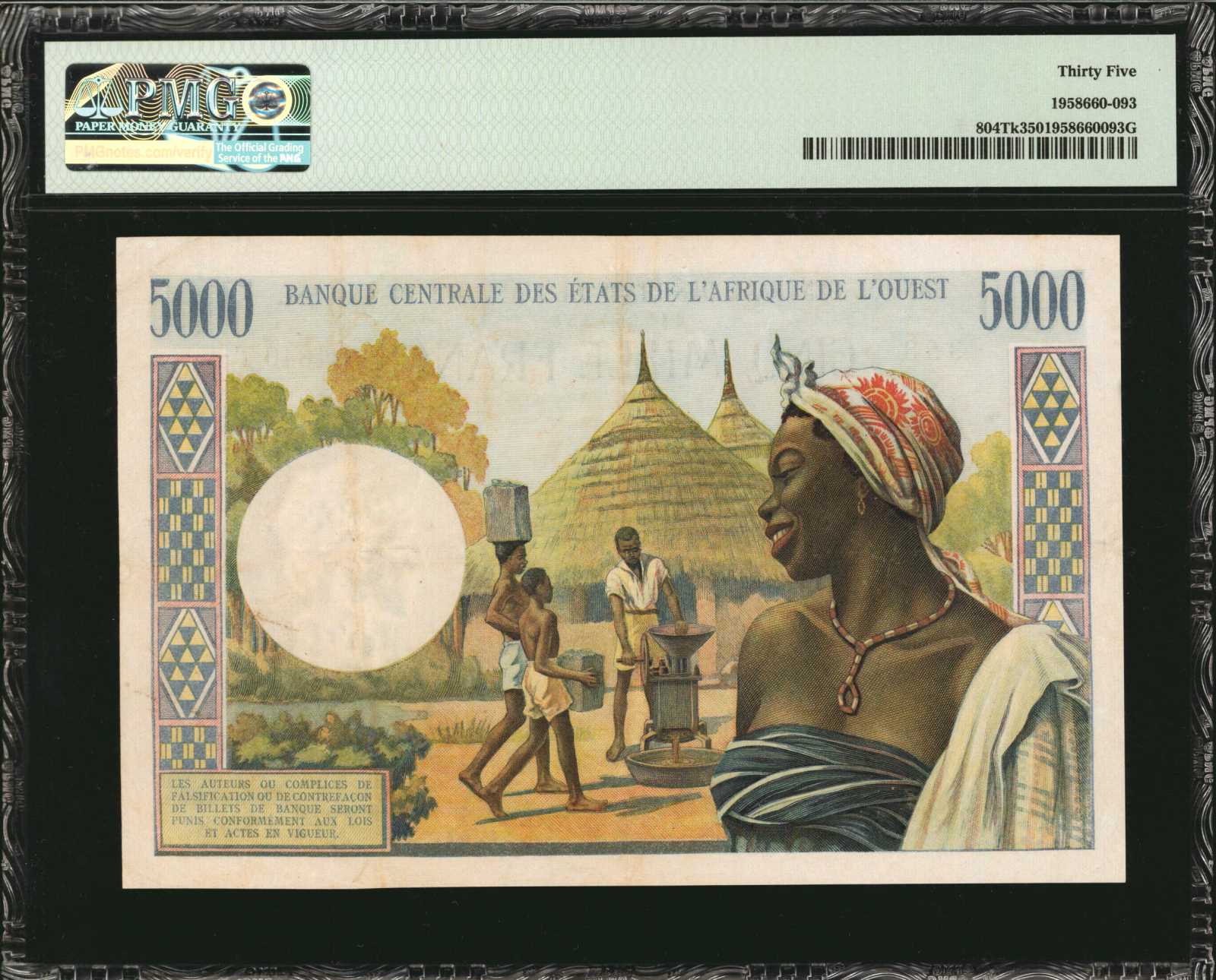 image for: West African States  5,000 francs (B109Tc)