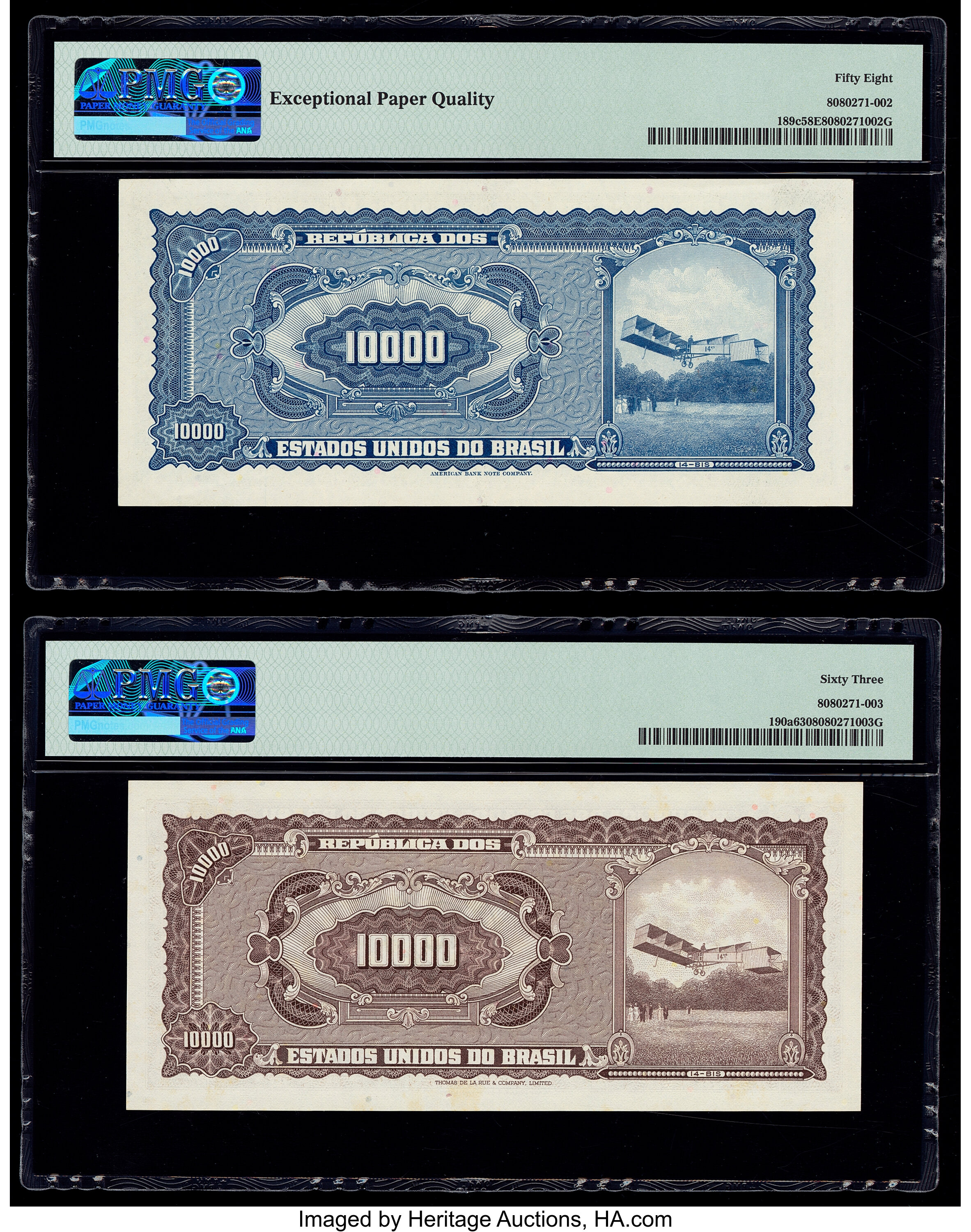 image for: Brazil  10 cruzeiros novos on 10,000 cruzeiros (B809cs)