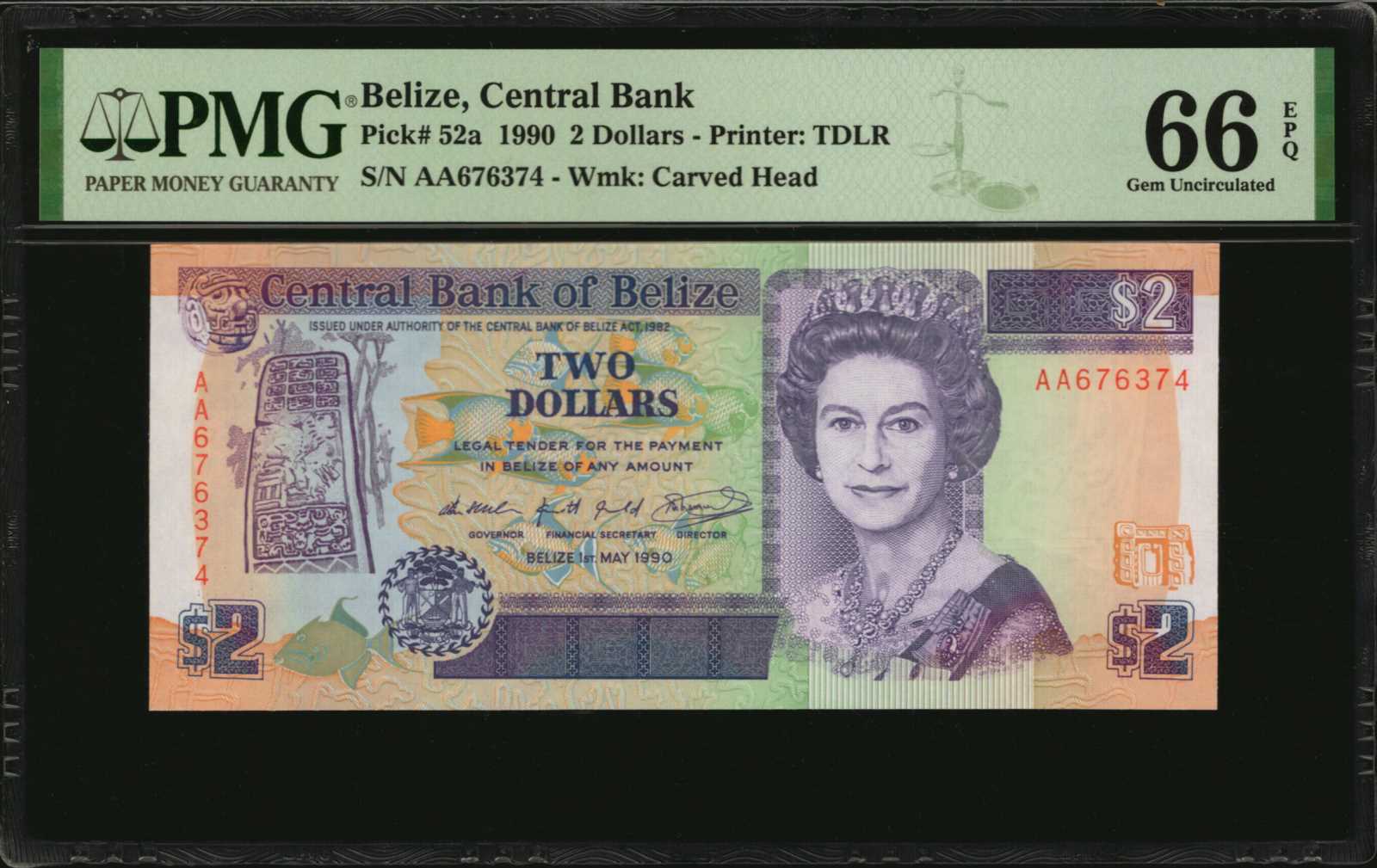 image for: Belize  2 dollars (B310a)