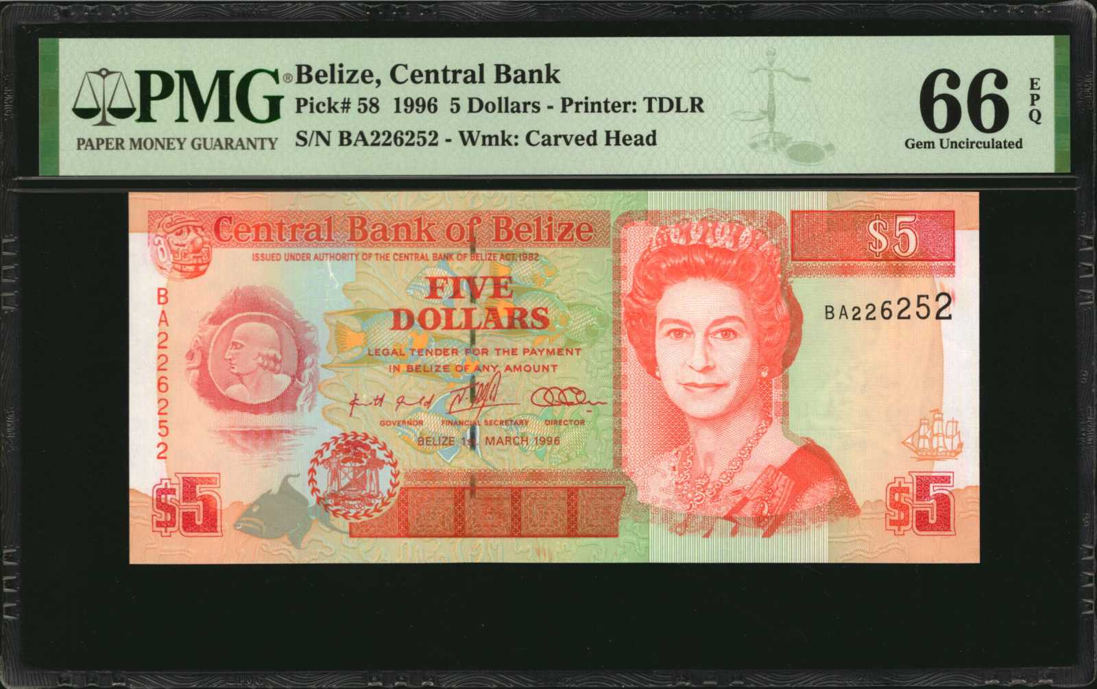 image for: Belize  5 dollars (B316az)