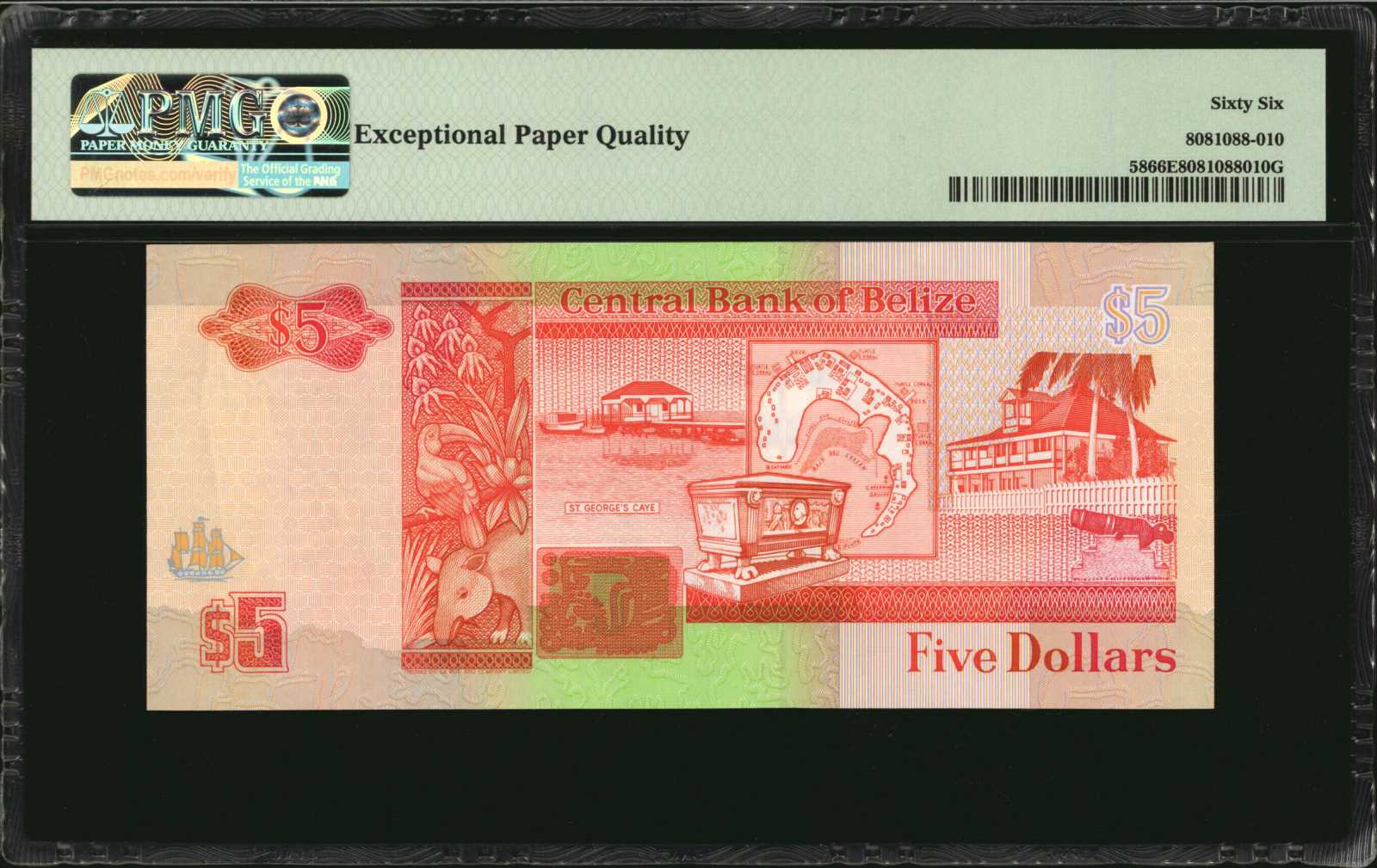 image for: Belize  5 dollars (B325a)