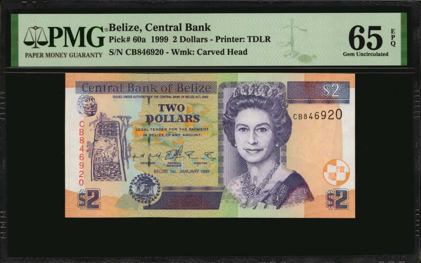 image for: Belize  2 dollars (B318bz)