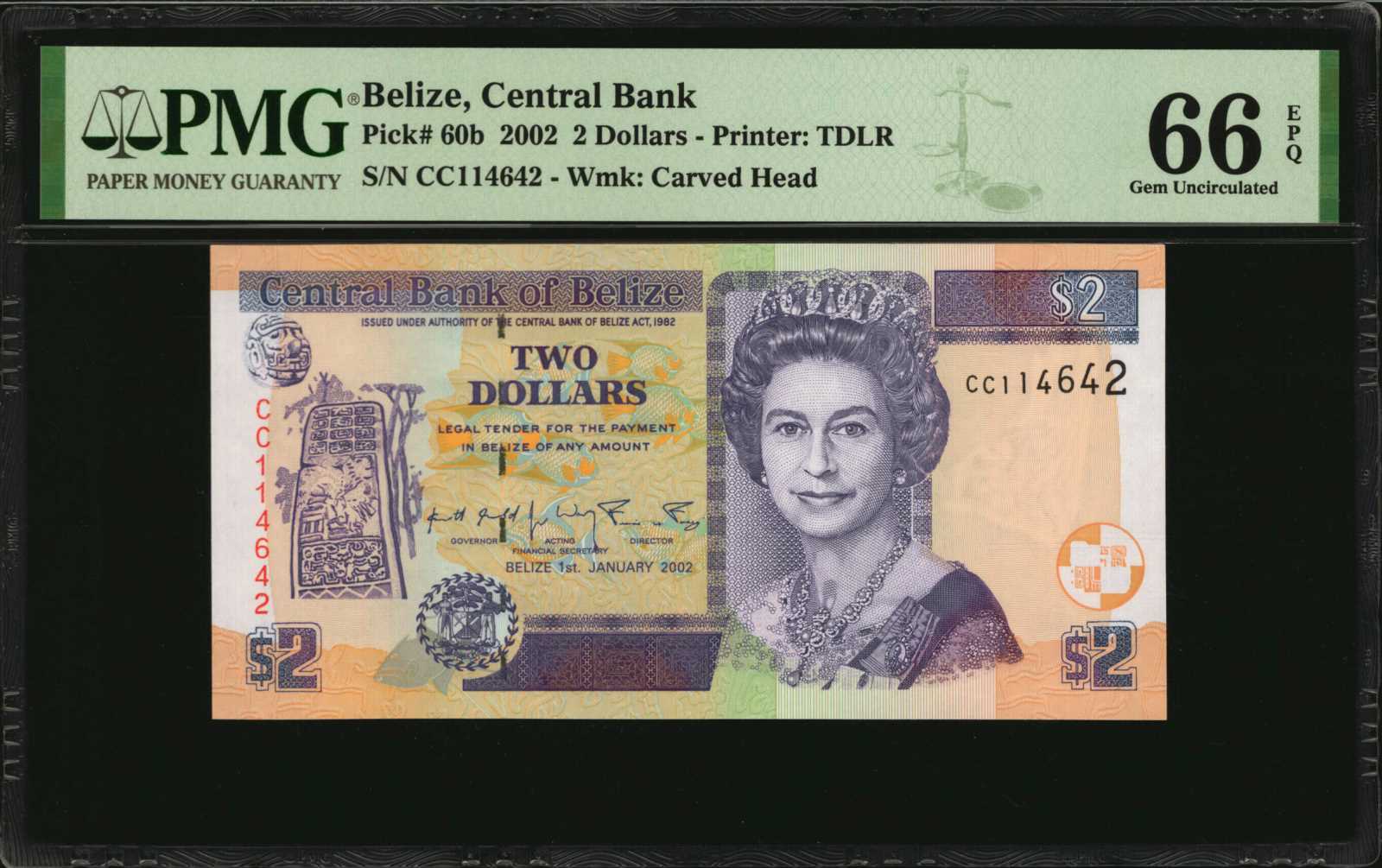 image for: Belize  2 dollars (B318a)