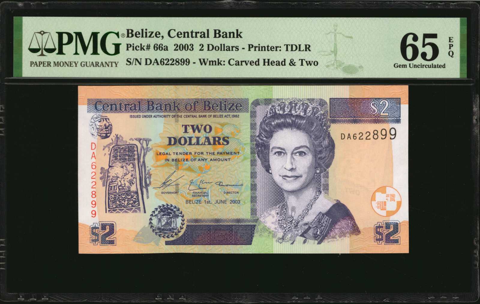image for: Belize  2 dollars (B318az)