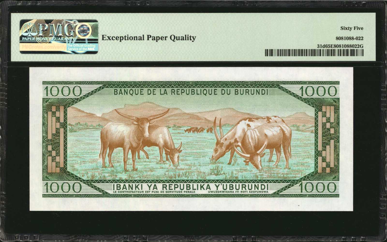 image for: Burundi  1,000 francs (B220k)