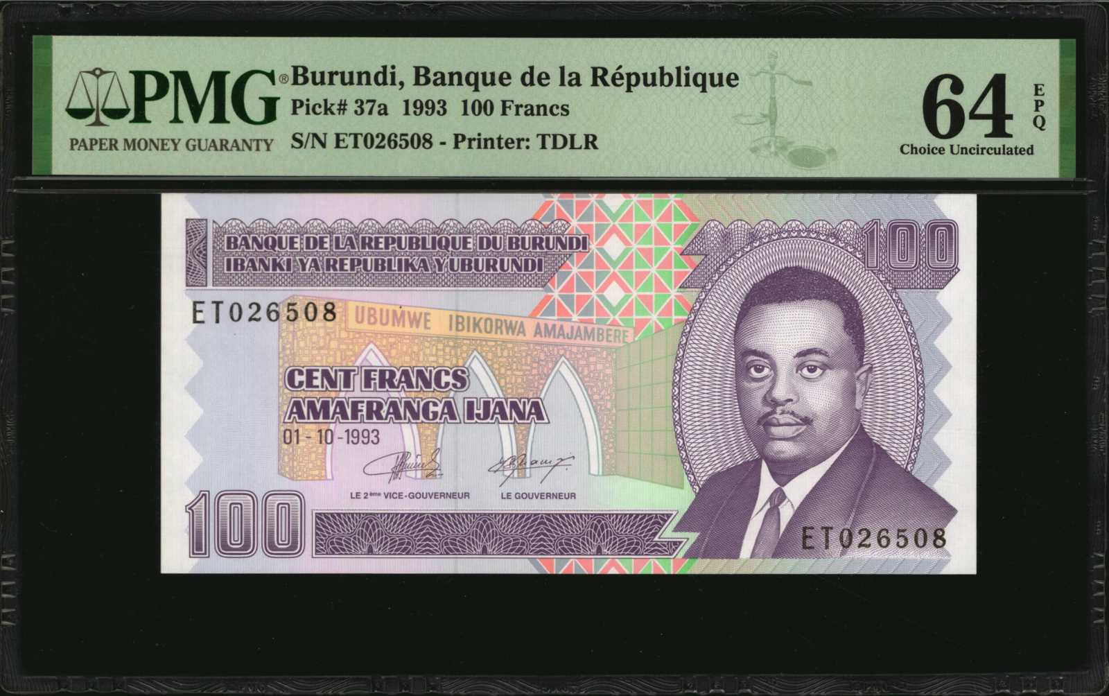 image for: Burundi  10 francs (B214c)