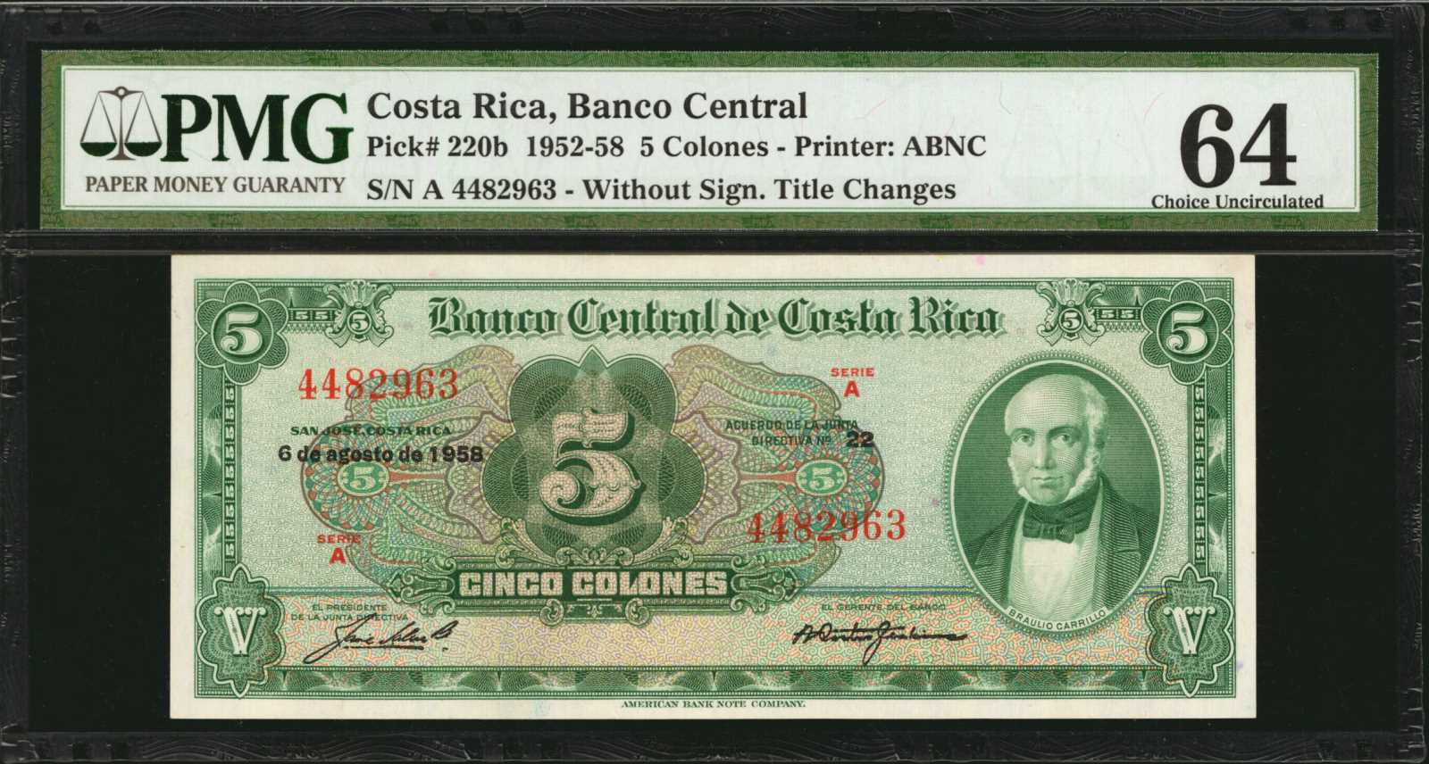 image for: Costa Rica  5 colones(B506m)