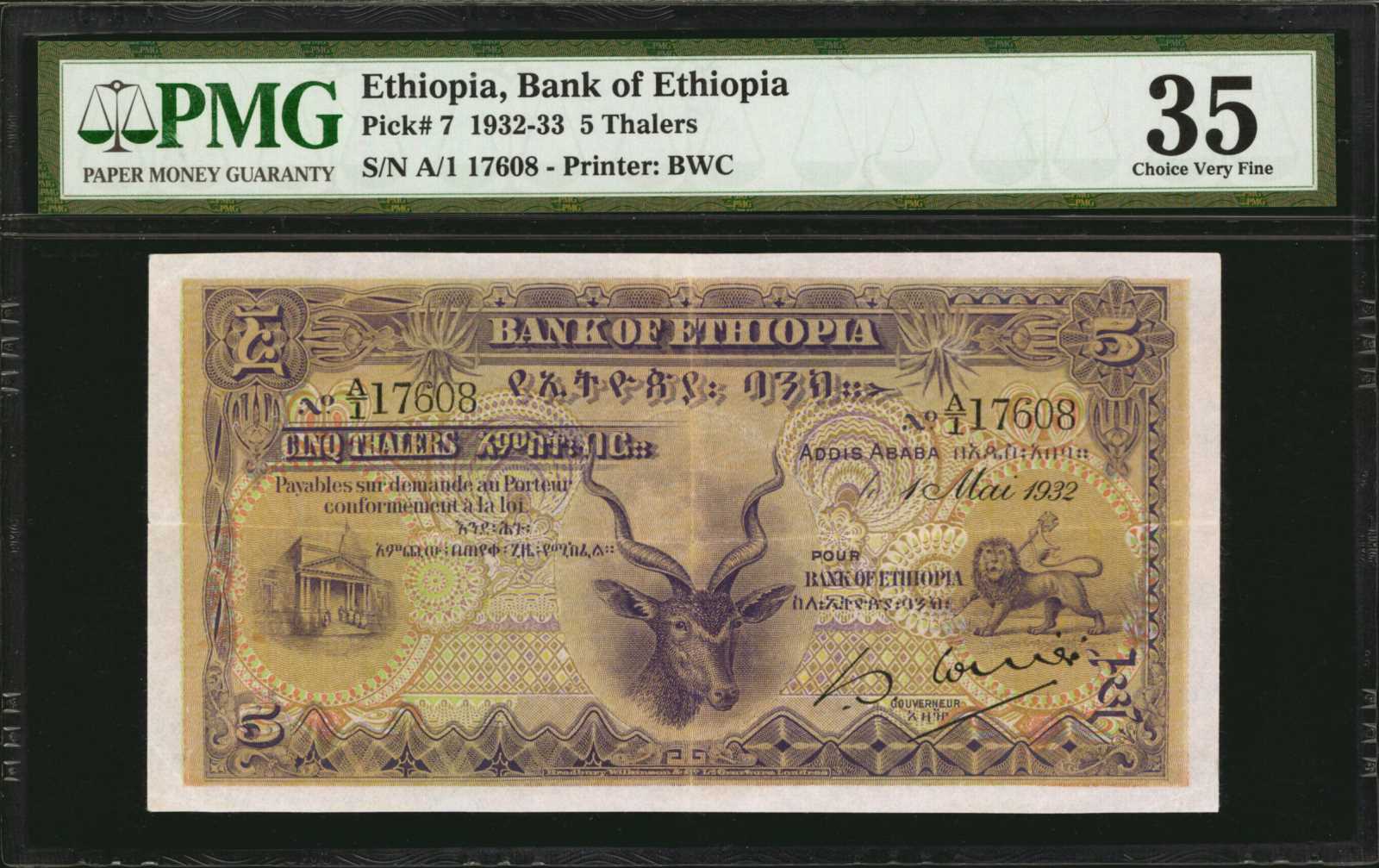 image for: Ethiopia  5 thalers(B102a)