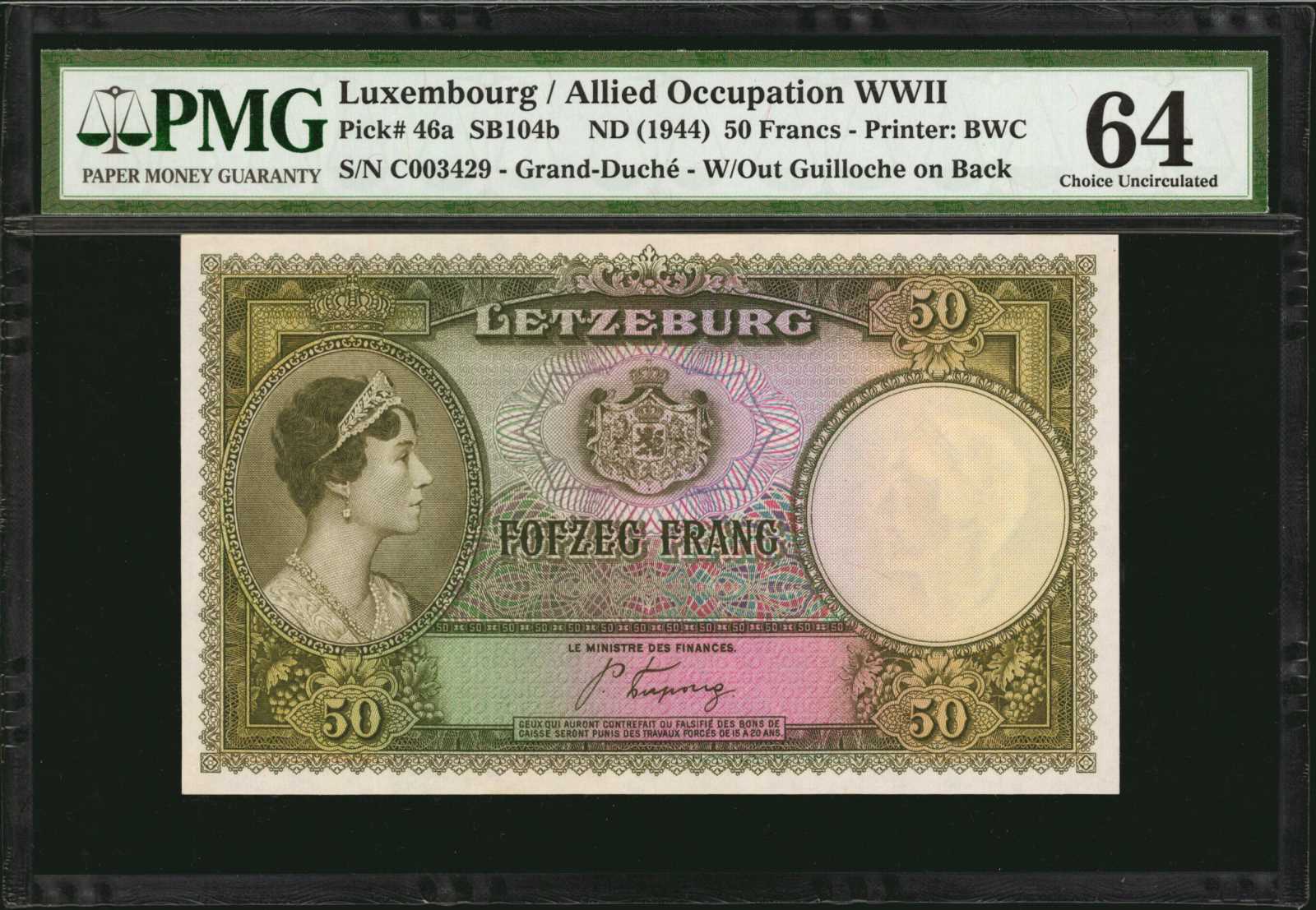 image for: Luxembourg  50 frang (francs) (B329as2)