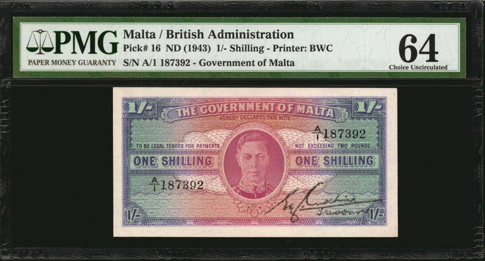 image for: Malta  1 shilling (B115a)