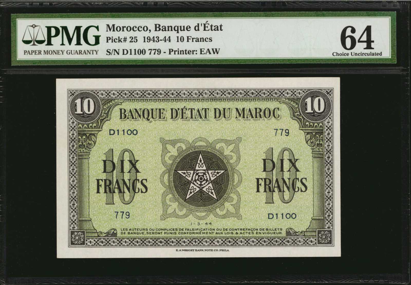 image for: Morocco  10 francs(B219a)