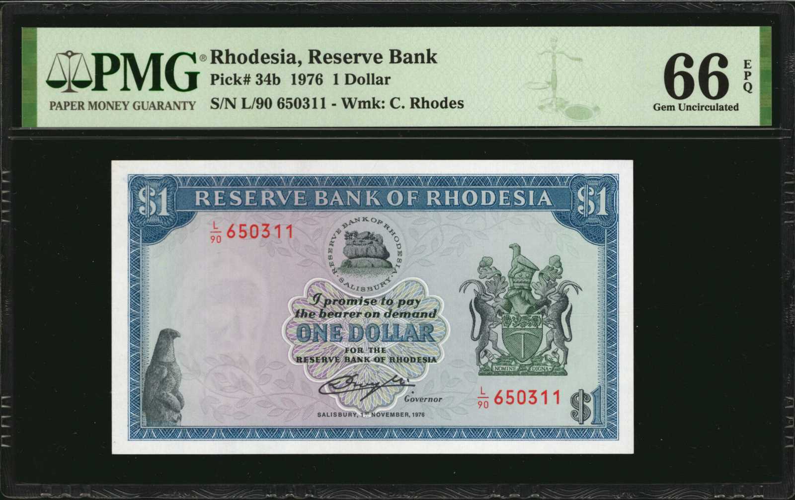 image for: Rhodesia  1 dollar(B107l)