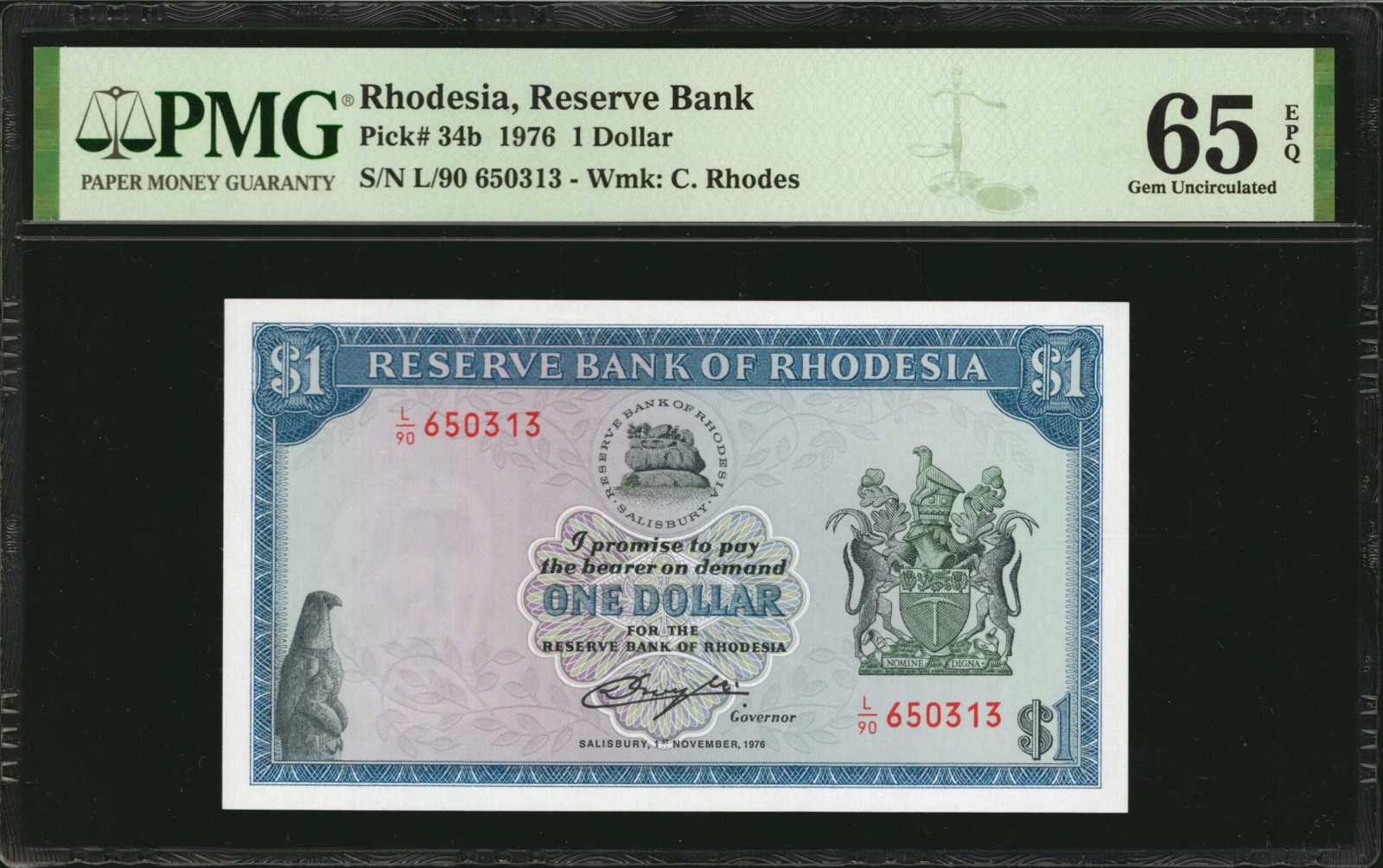 image for: Rhodesia  1 dollar(B107l)