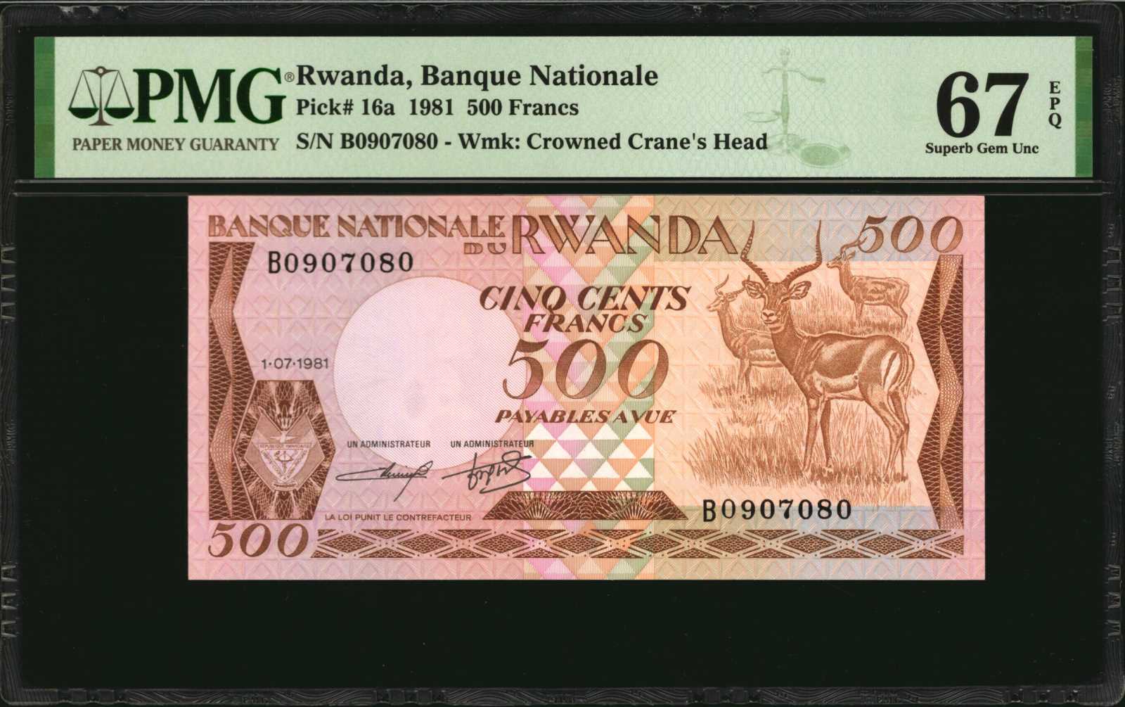image for: Rwanda  500 francs(B117a)