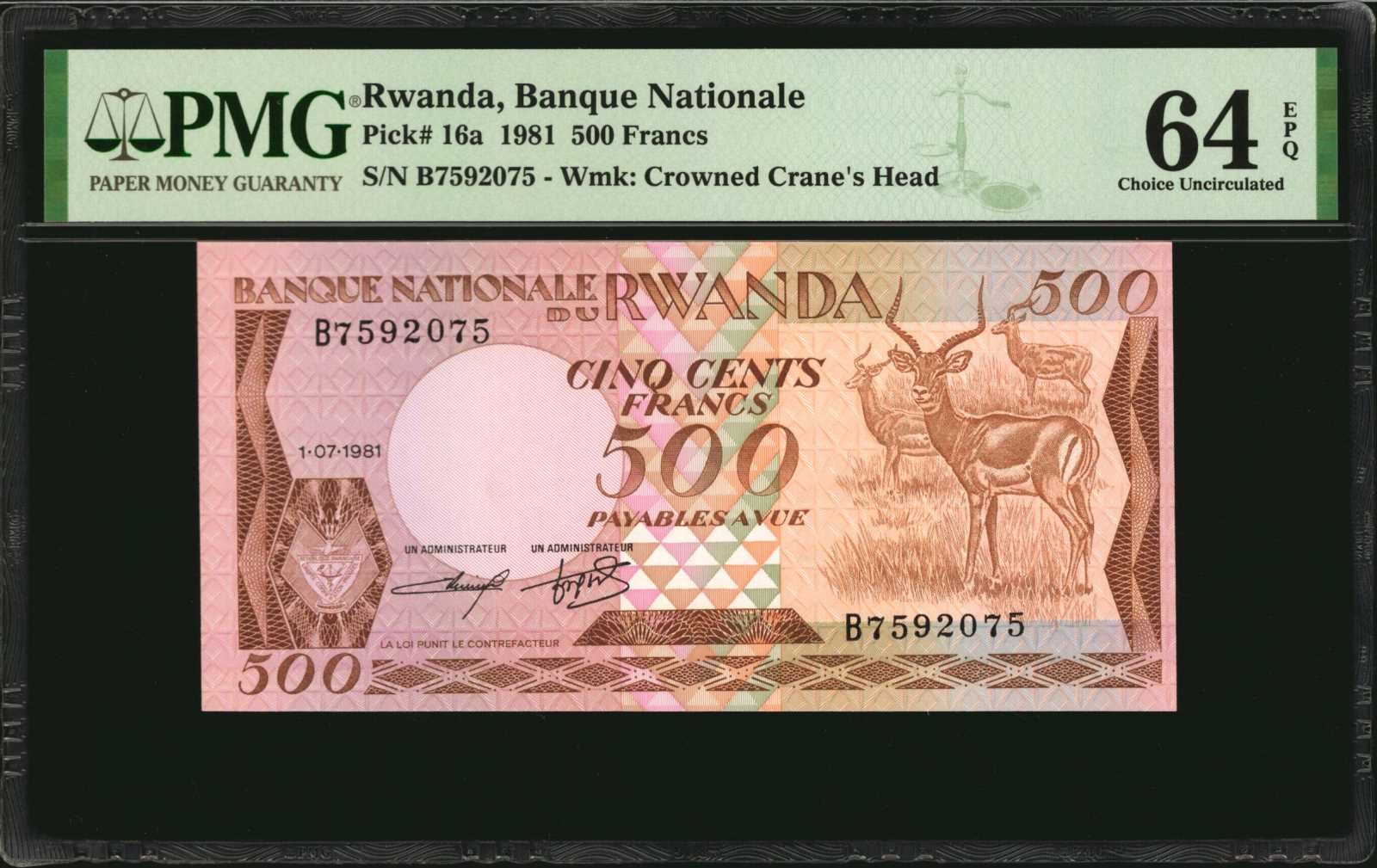 image for: Rwanda  500 francs(B117a)