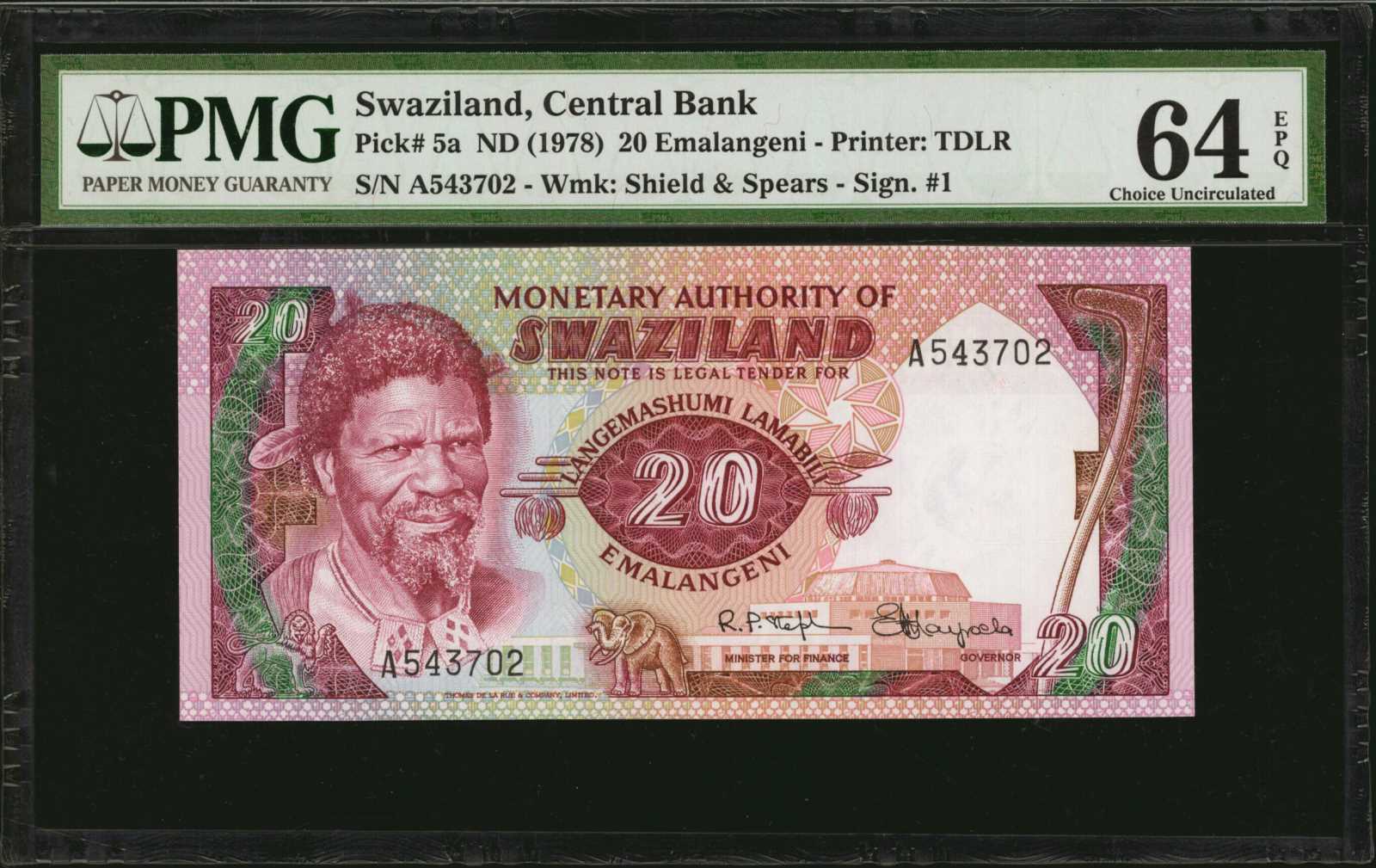 image for: Swaziland  20 emalangeni (B105as1)