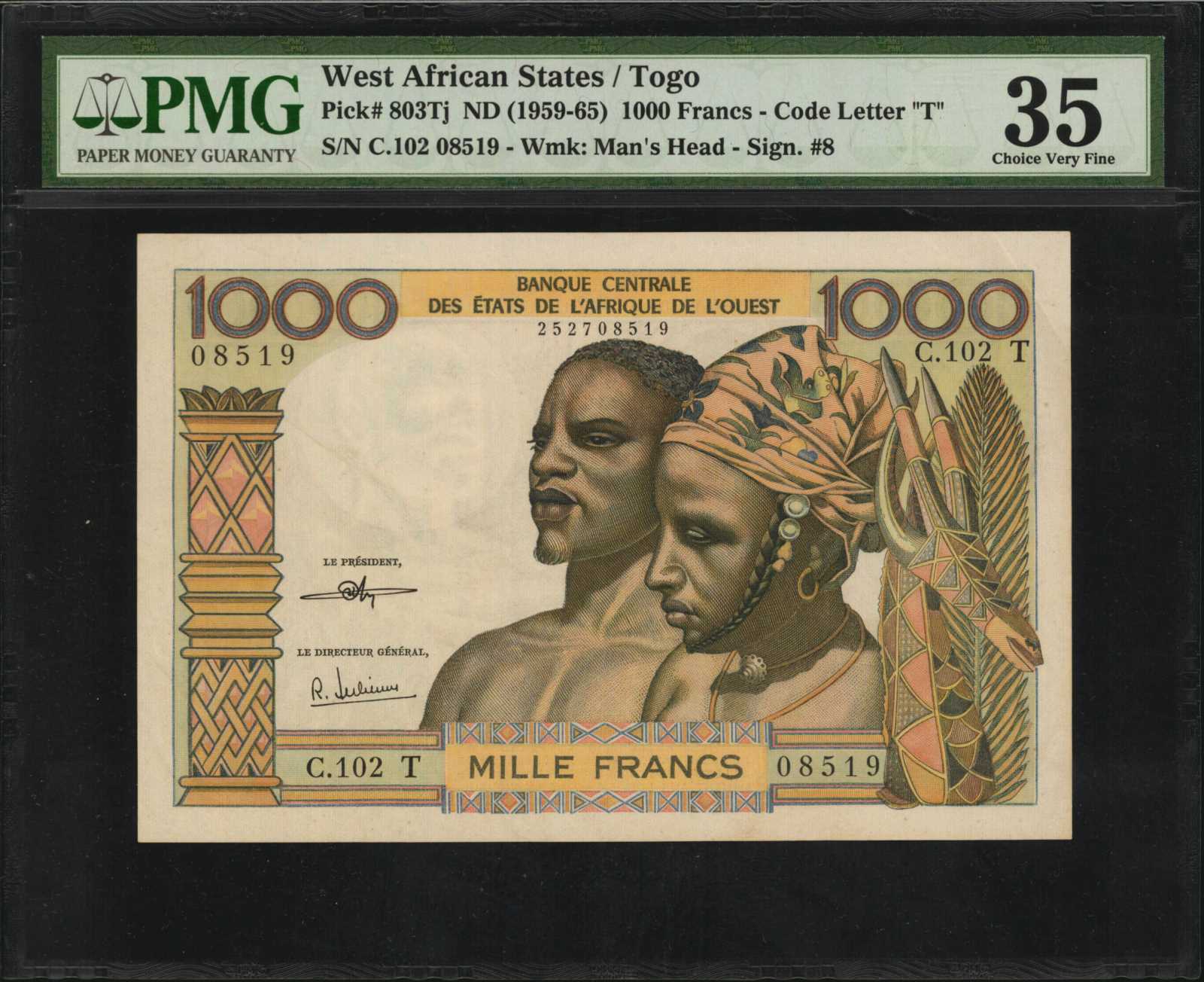 image for: West African States  1,000 francs (B108Tl)