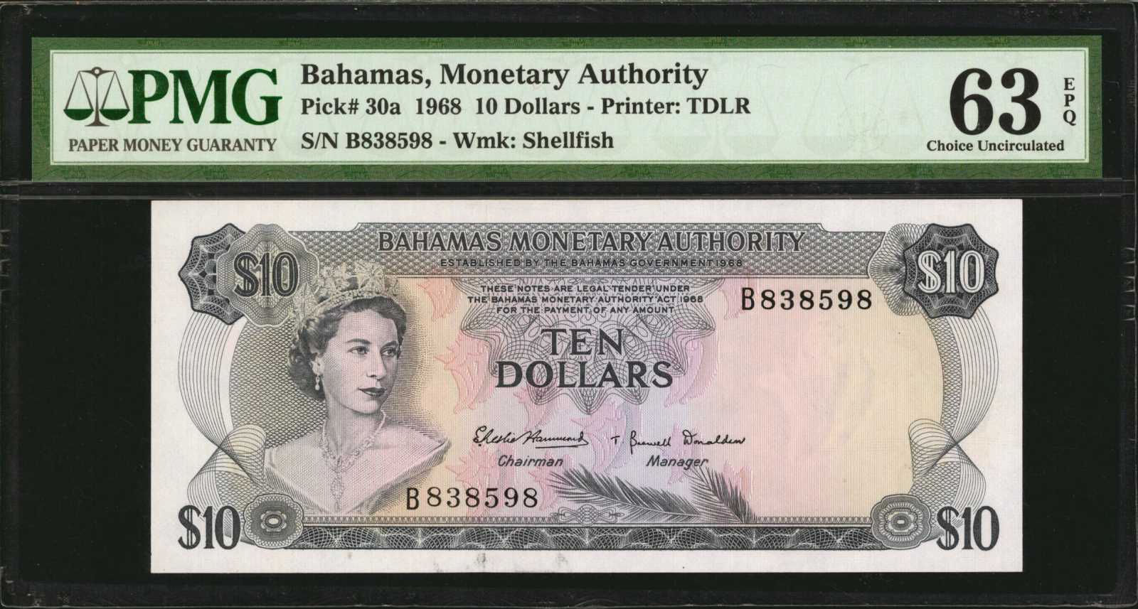 image for: Bahamas  10 dollars (B205az)