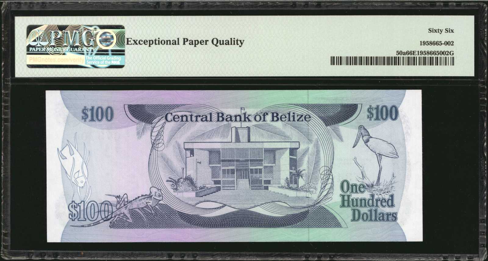 image for: Belize  100 dollars (B308bs)