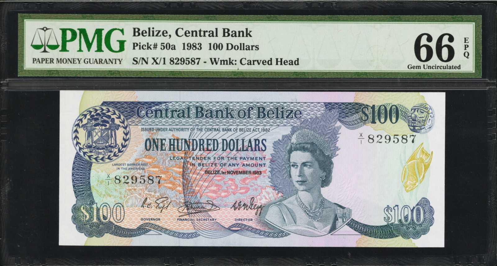image for: Belize  100 dollars (B308z)