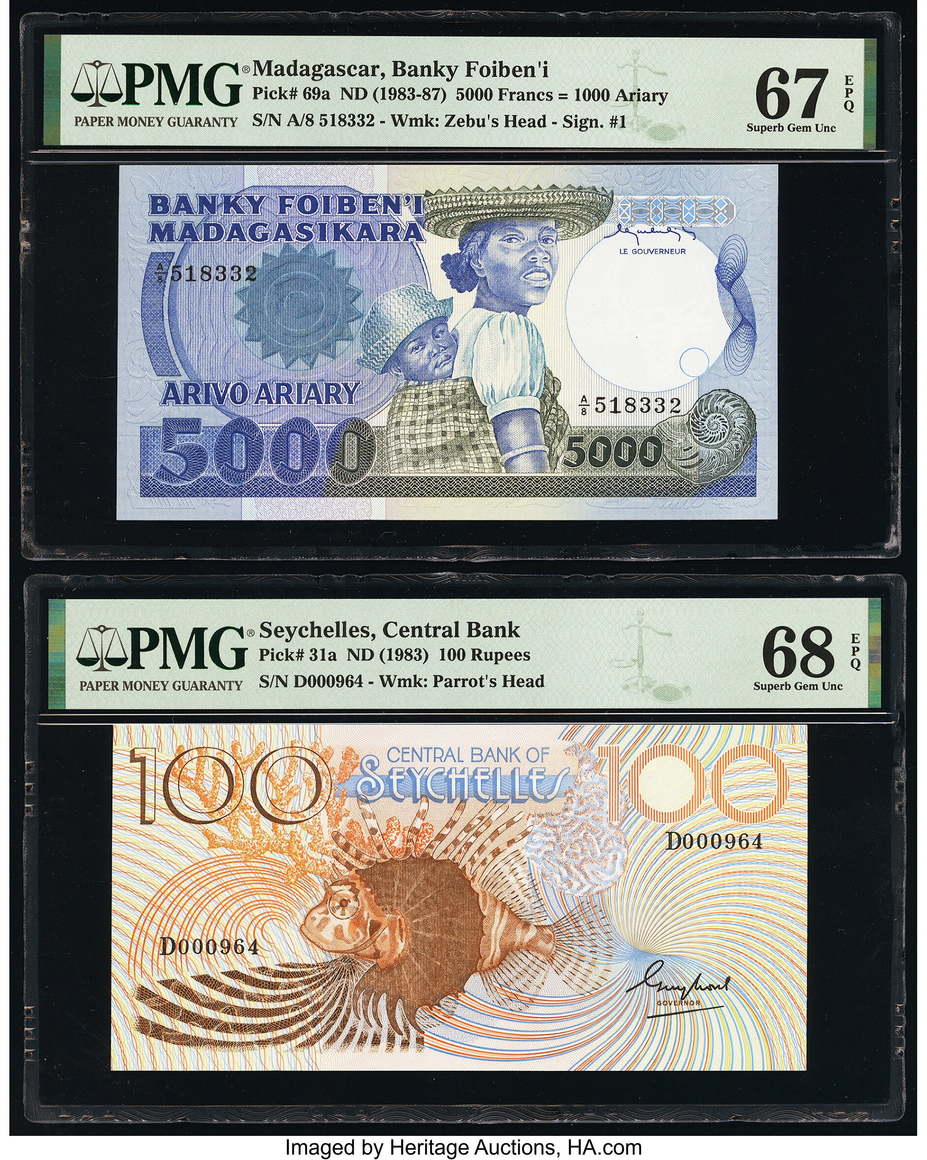 image for: Madagascar  5,000 francs = arivo (1,000) ariary(B303a)