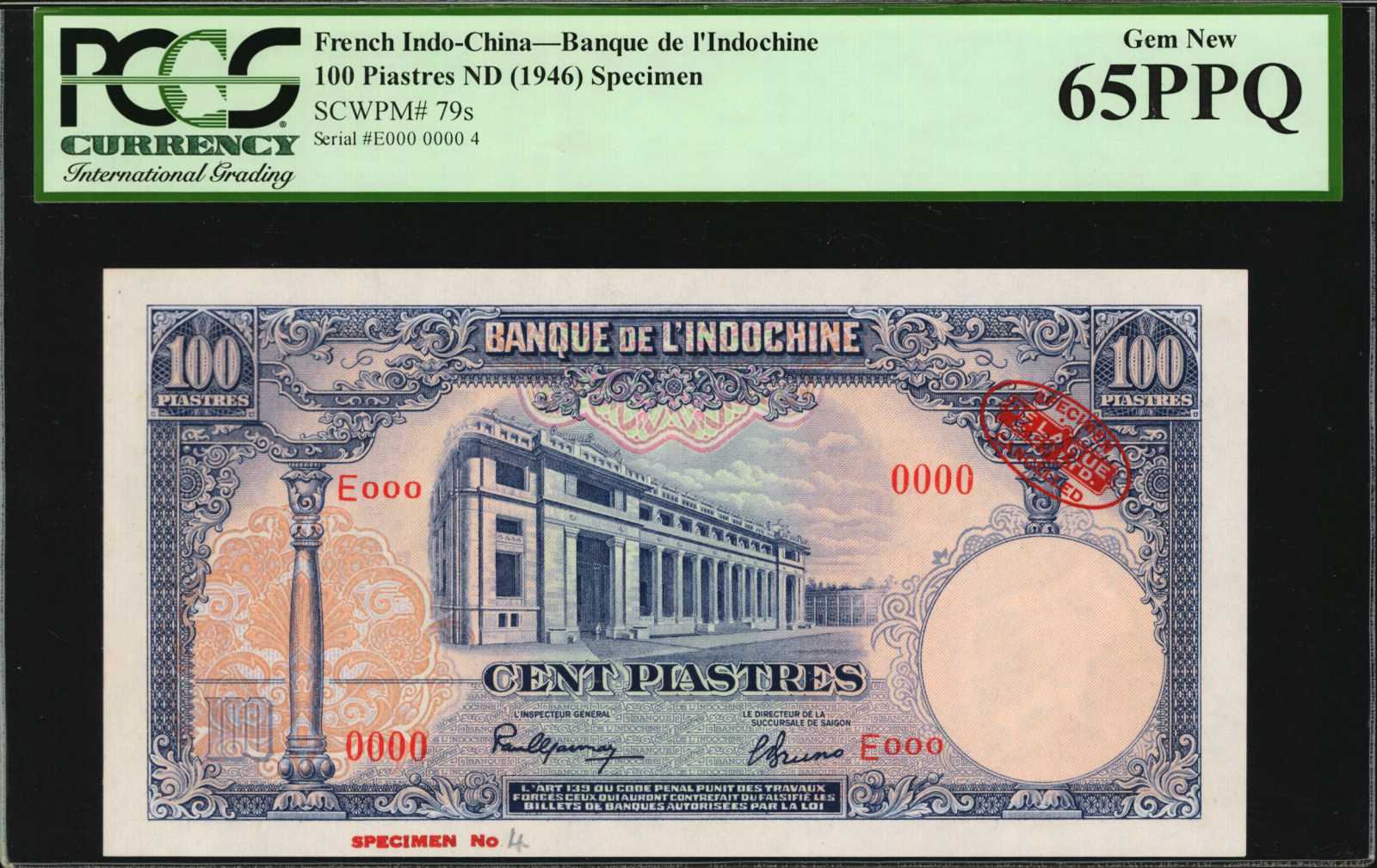 image for: French Indo-China  100 piastres(B164a)