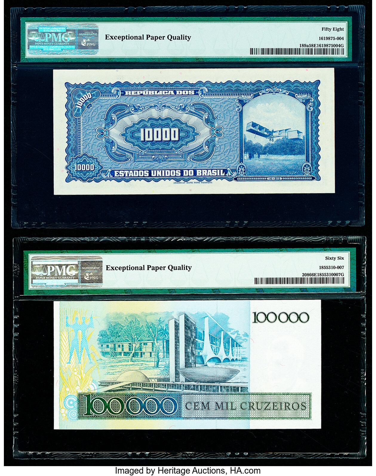 image for: Brazil  10 cruzeiros novos on 10,000 cruzeiros (B809bs)
