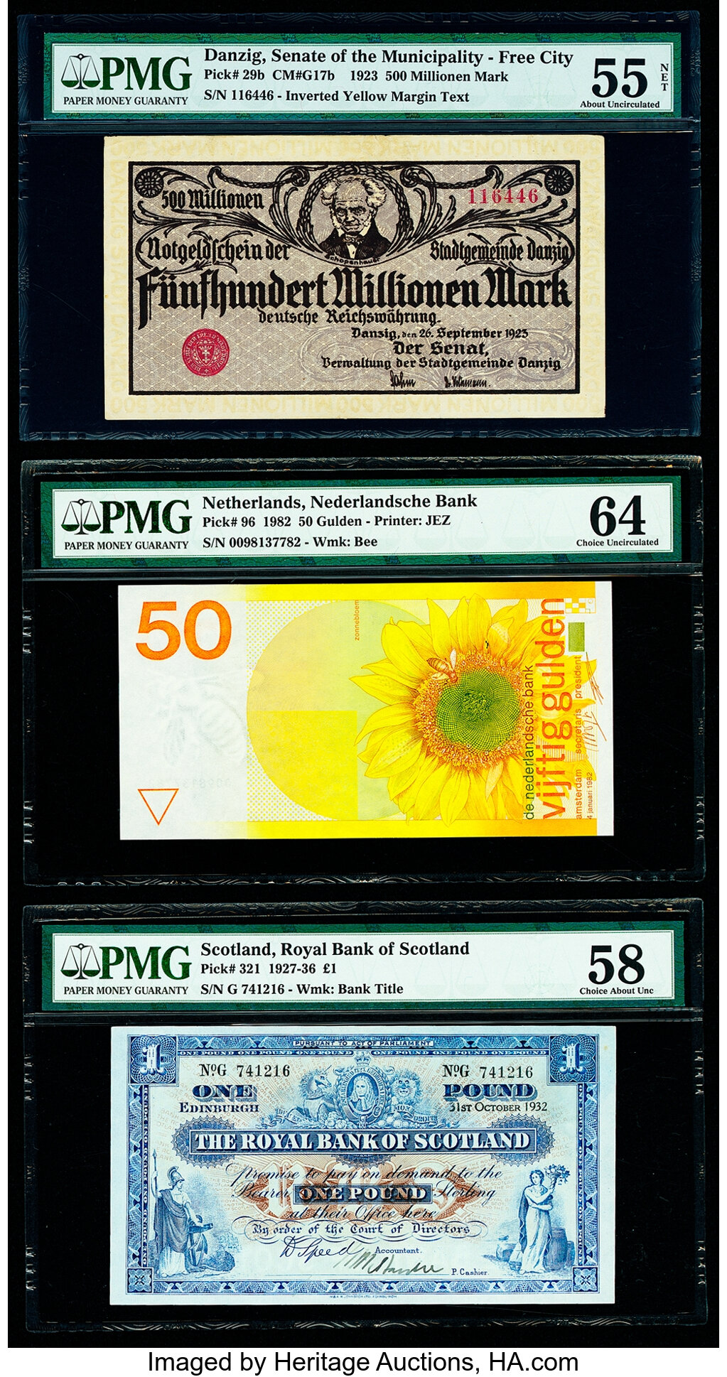  26 September 1923 Sig 1: Sahm/Volkmann Inverted blue 500 MILLIONEN MARK in margin 