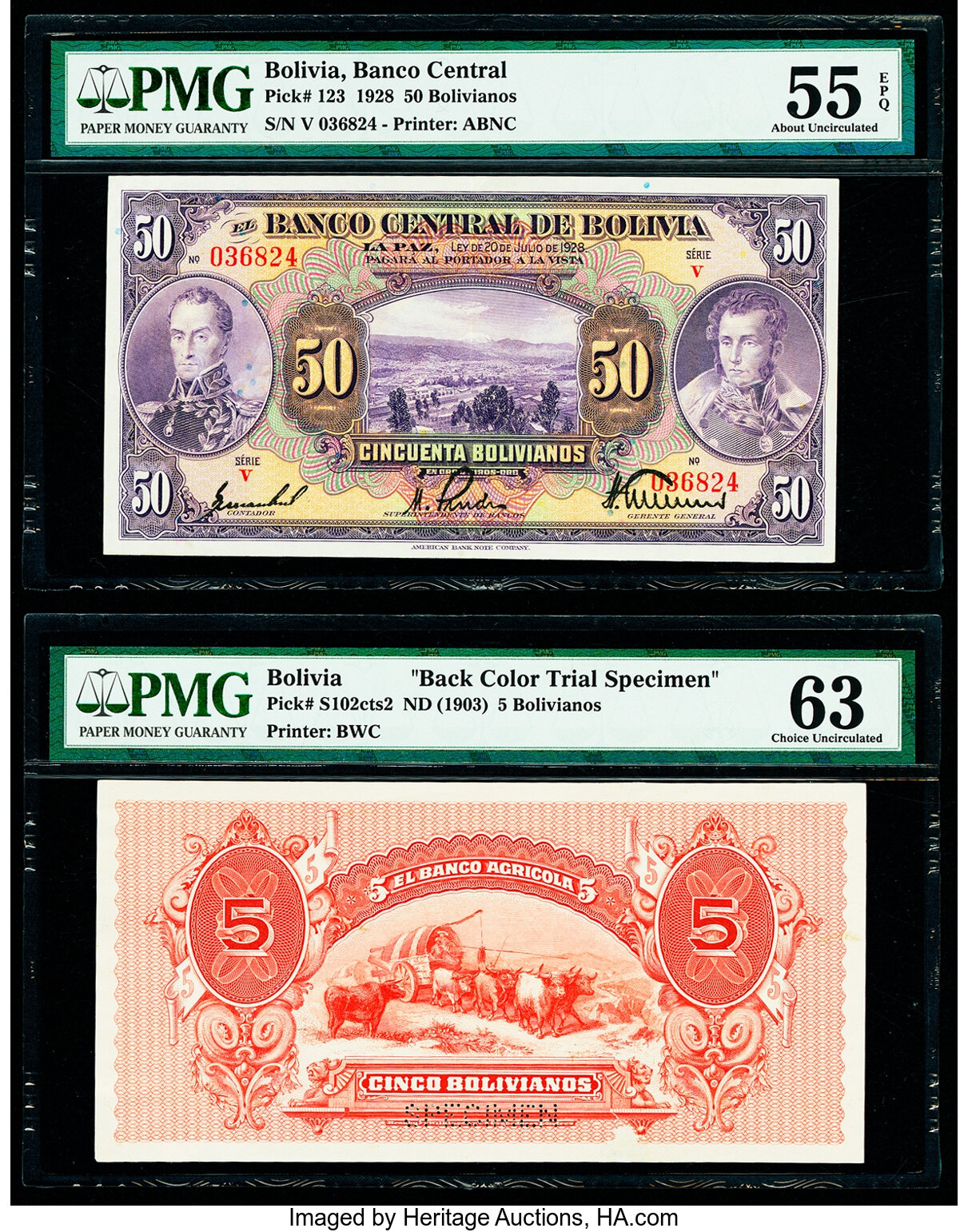 image for: Bolivia  50 bolivianos = 5 bol?vares(B311e)