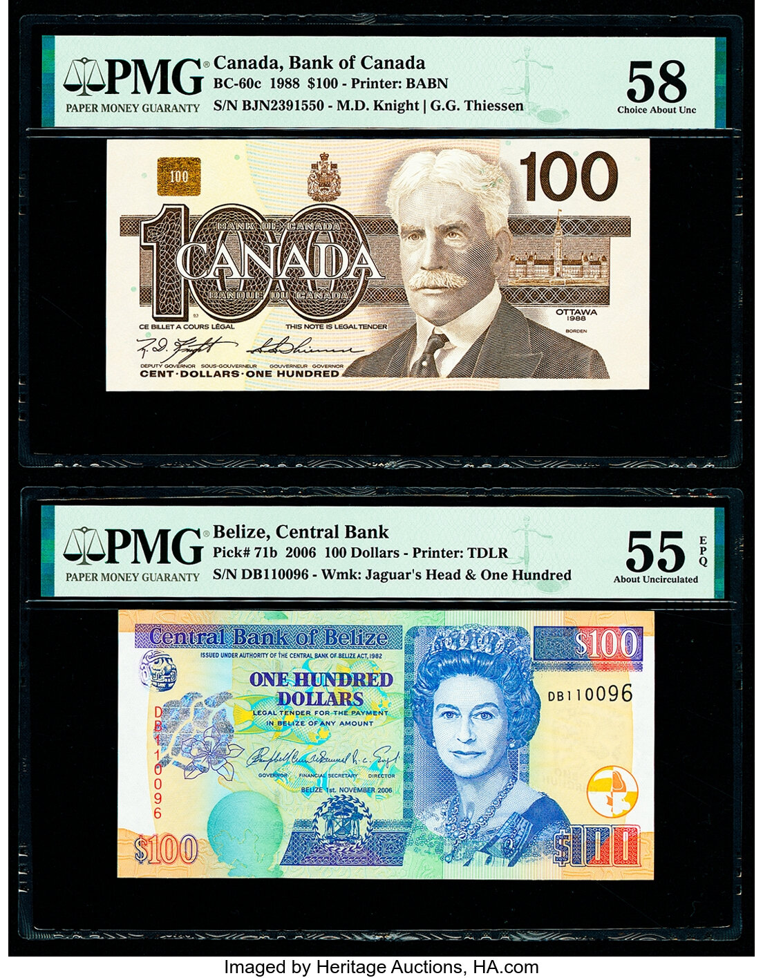 image for: Belize  100 dollars (B329d)