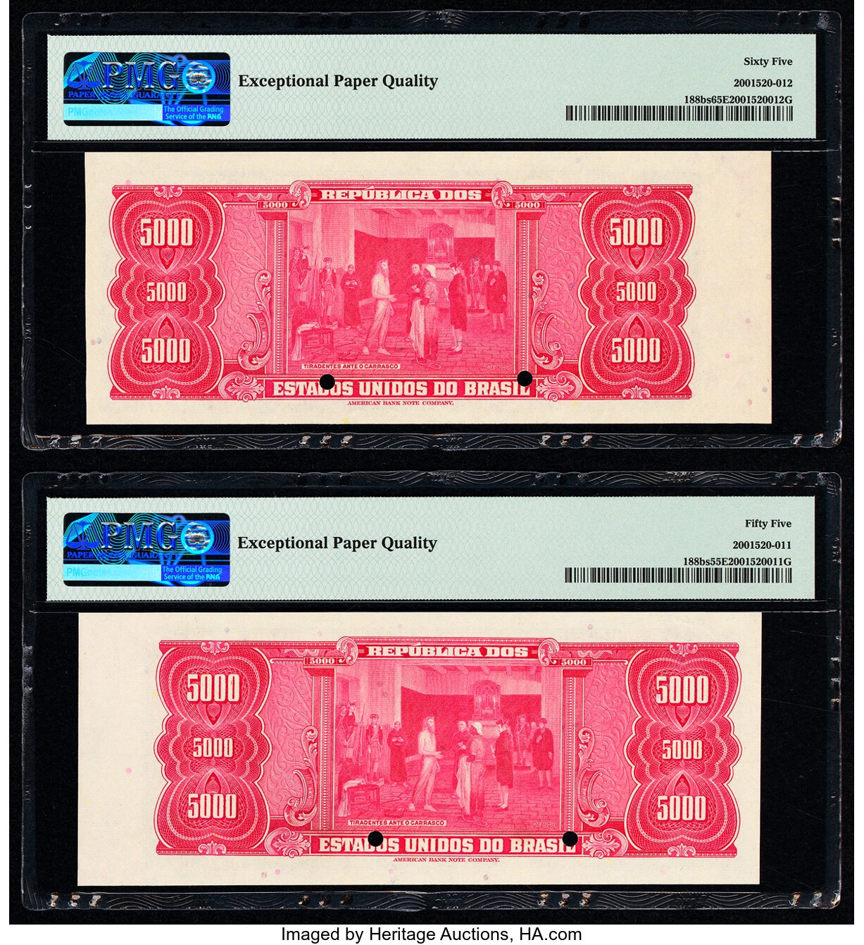 image for: Brazil  5 cruzeiros novos on 5,000 cruzeiros (B808bp)