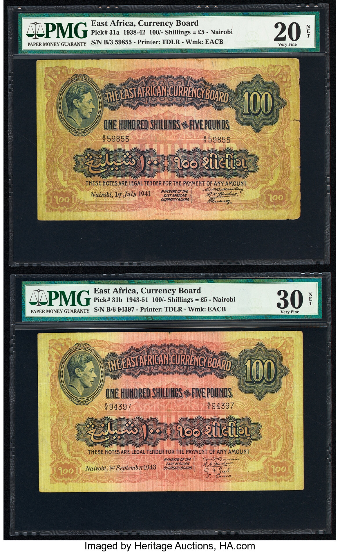 激安価格の East African Currency Board 100 shillings = 5 pounds B220a バーベキュー・調理用品